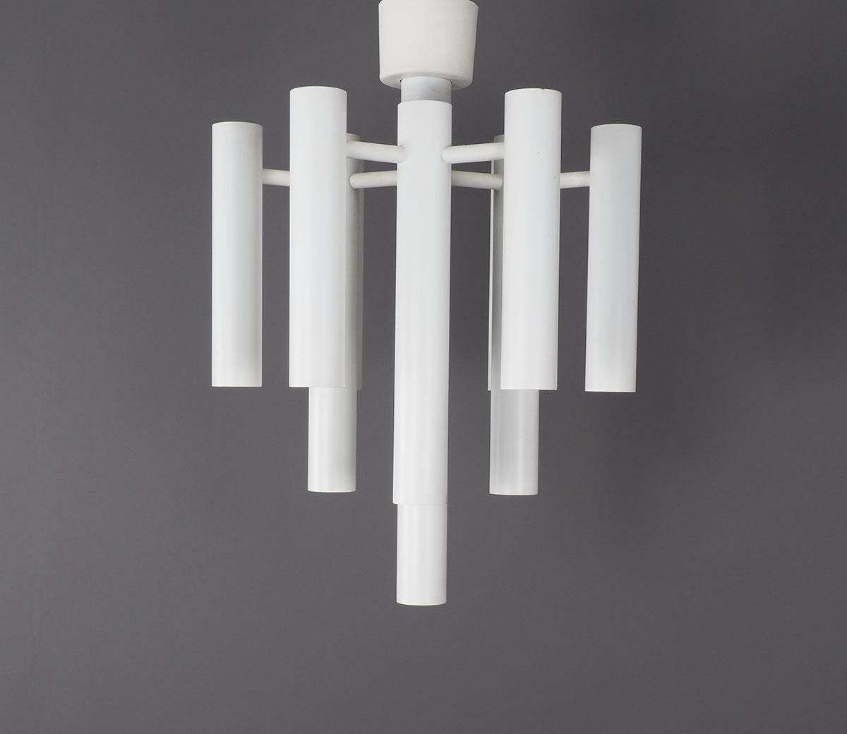 Late 20th Century Space Age Ceiling Lamp in White Metal by Temde, 1970s For Sale