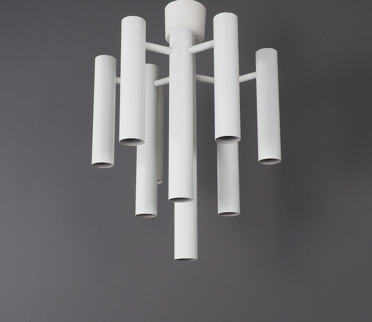 Space Age Ceiling Lamp in White Metal by Temde, 1970s For Sale 2