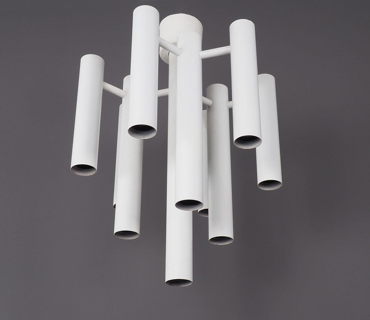 Space Age Ceiling Lamp in White Metal by Temde, 1970s For Sale 4