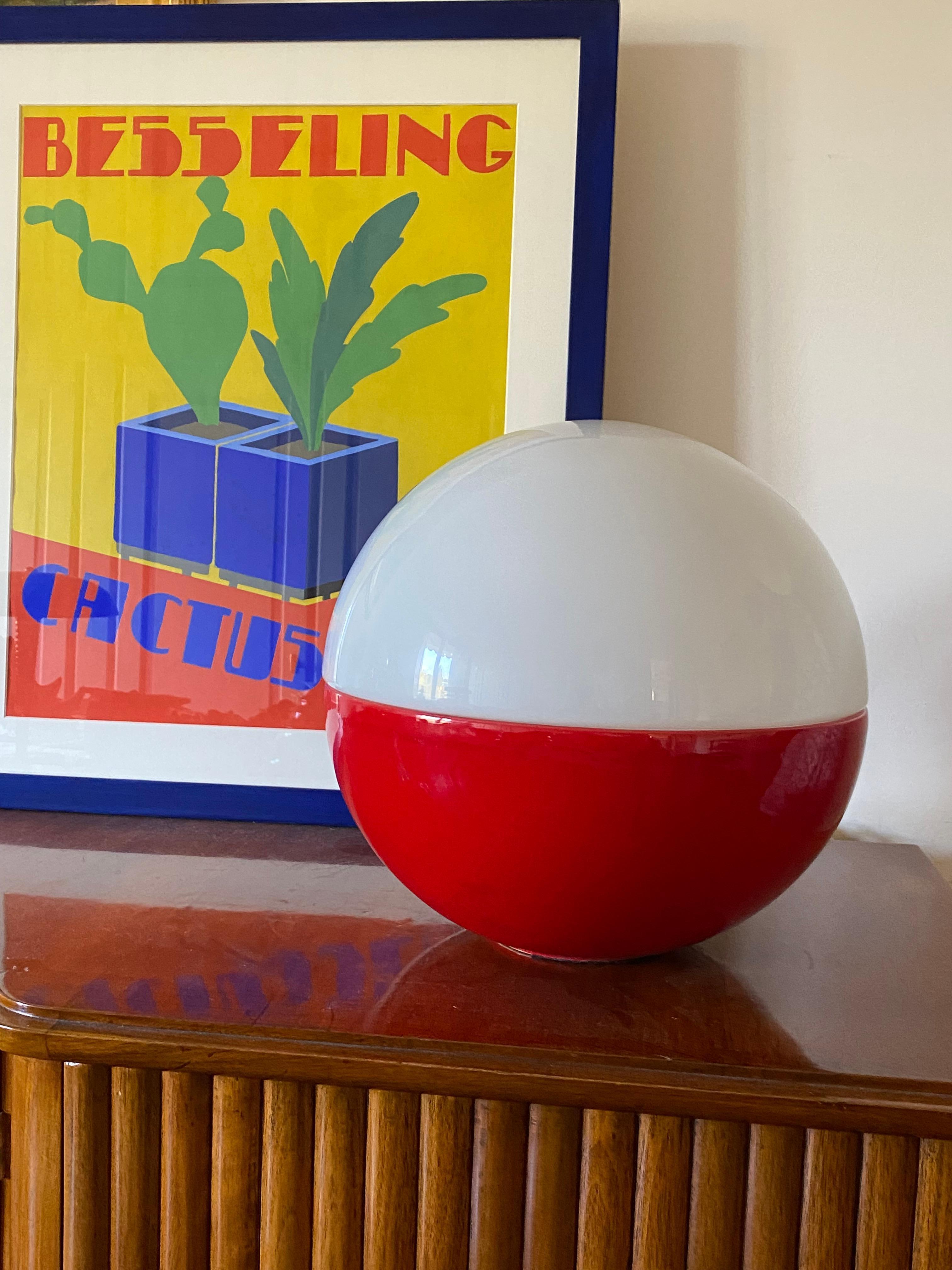 Italian Space age ceramic and glass table lamp, Alvino Bagni Italy 1970s For Sale
