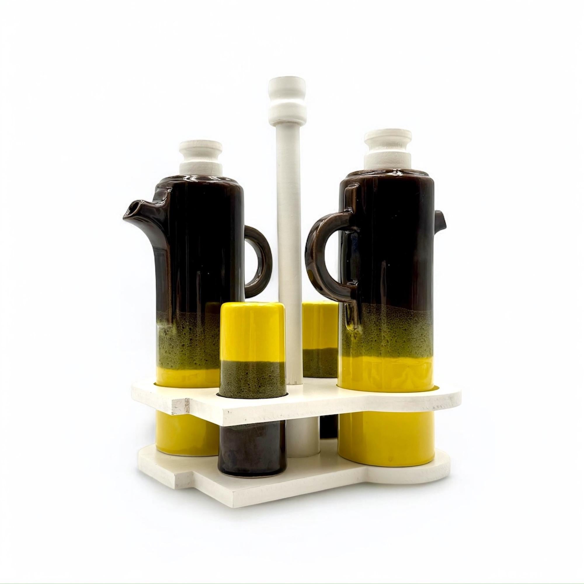 italien Set de condiments en céramique A Space par SIC, Italie, années 1970, ensemble de 5 pièces en vente