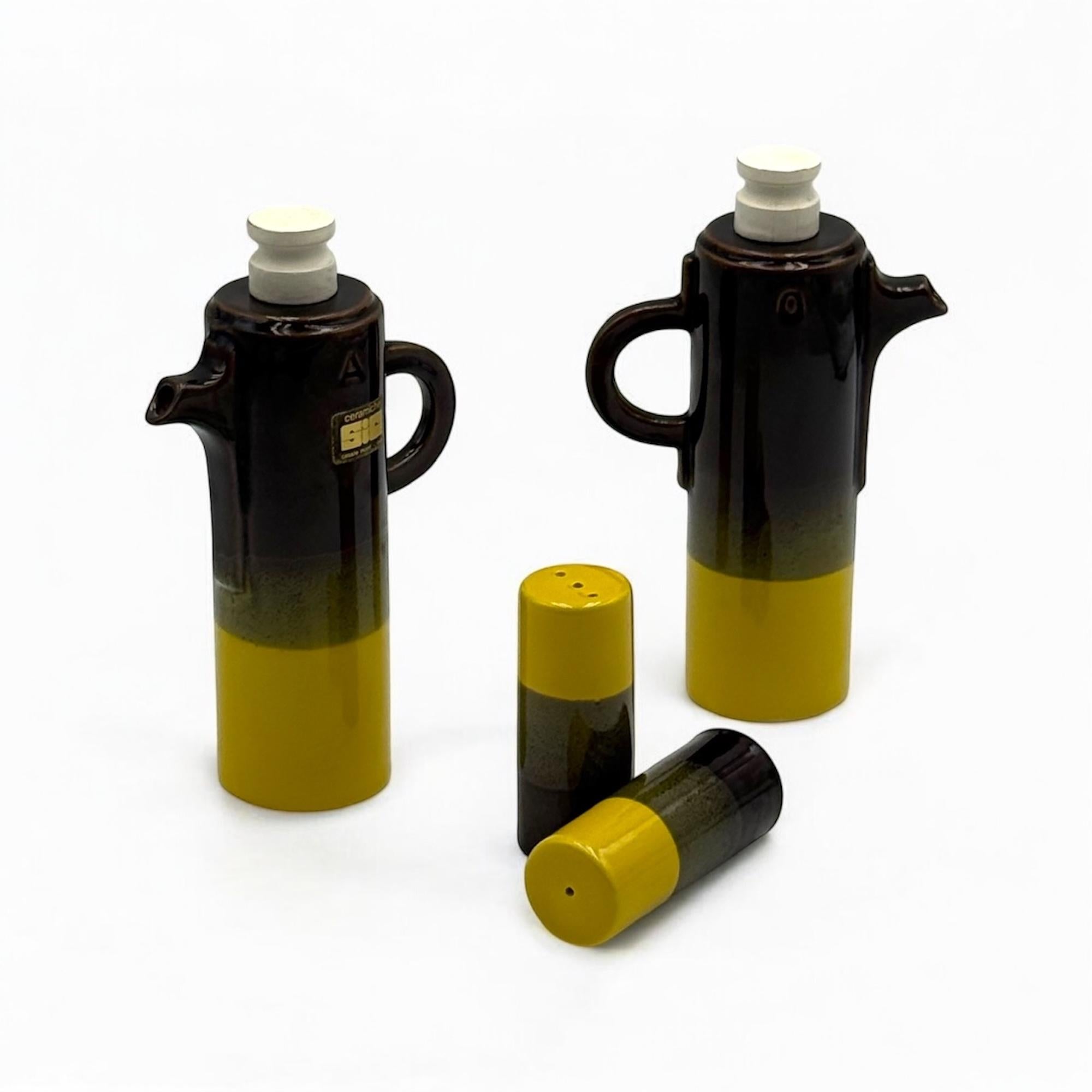 Set de condiments en céramique A Space par SIC, Italie, années 1970, ensemble de 5 pièces en vente 2