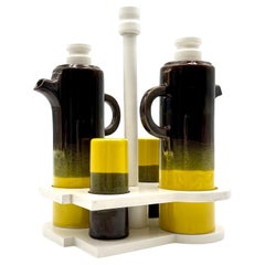 Vintage Space Age Ceramic Condiment Set by SIC, Italy, 1970s, Set of 5 Pieces
