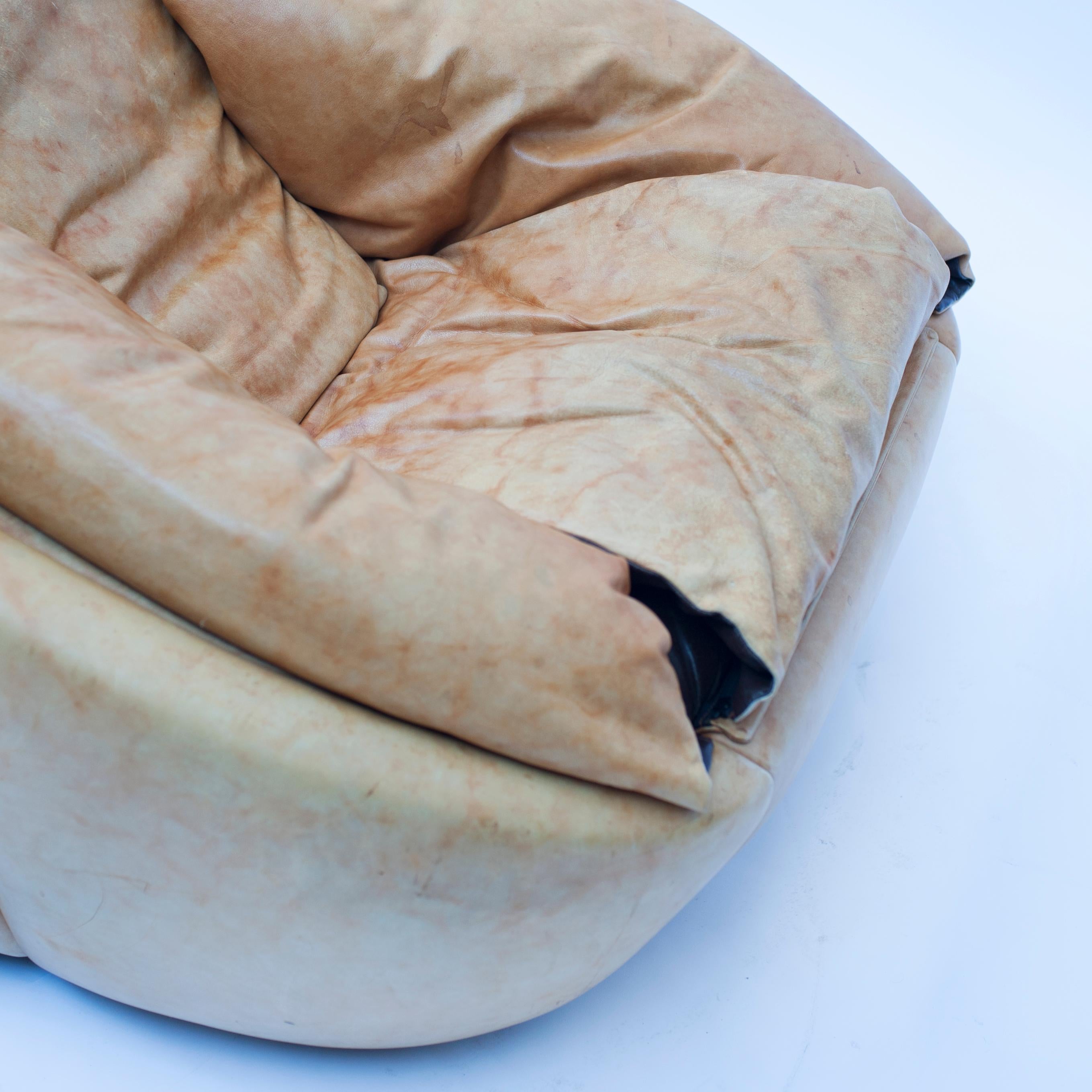 Lounge Chair in Natural Leather, 1970s 3