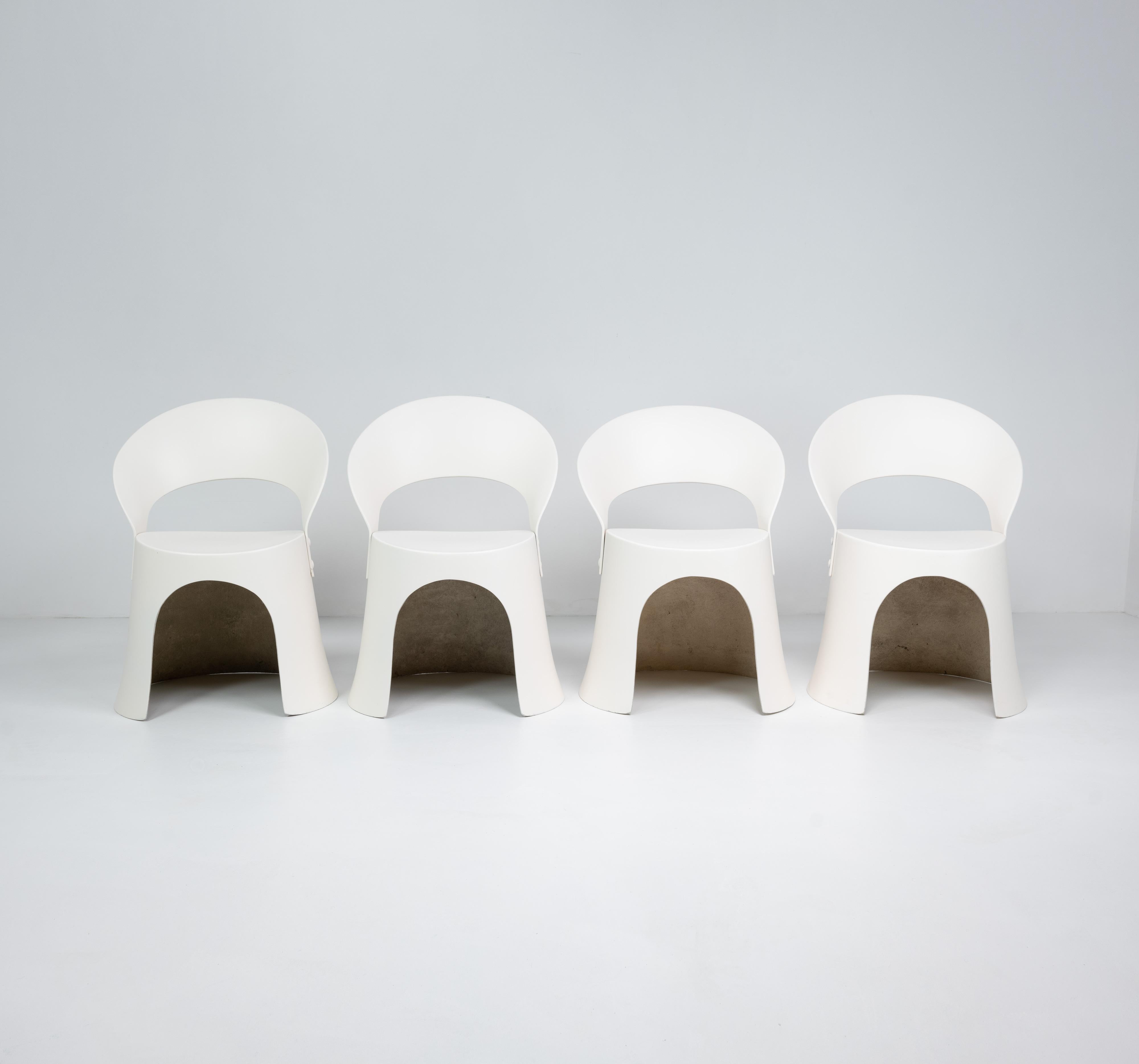 A set of four rare fibreglass chairs designed by Nanna Ditzel and produced by OD Møbler / Domus Danica in 1969. 


Dimensions (cm, approx): 
Height: 78
Width: 55
Depth: 52
Height to seat: 45.