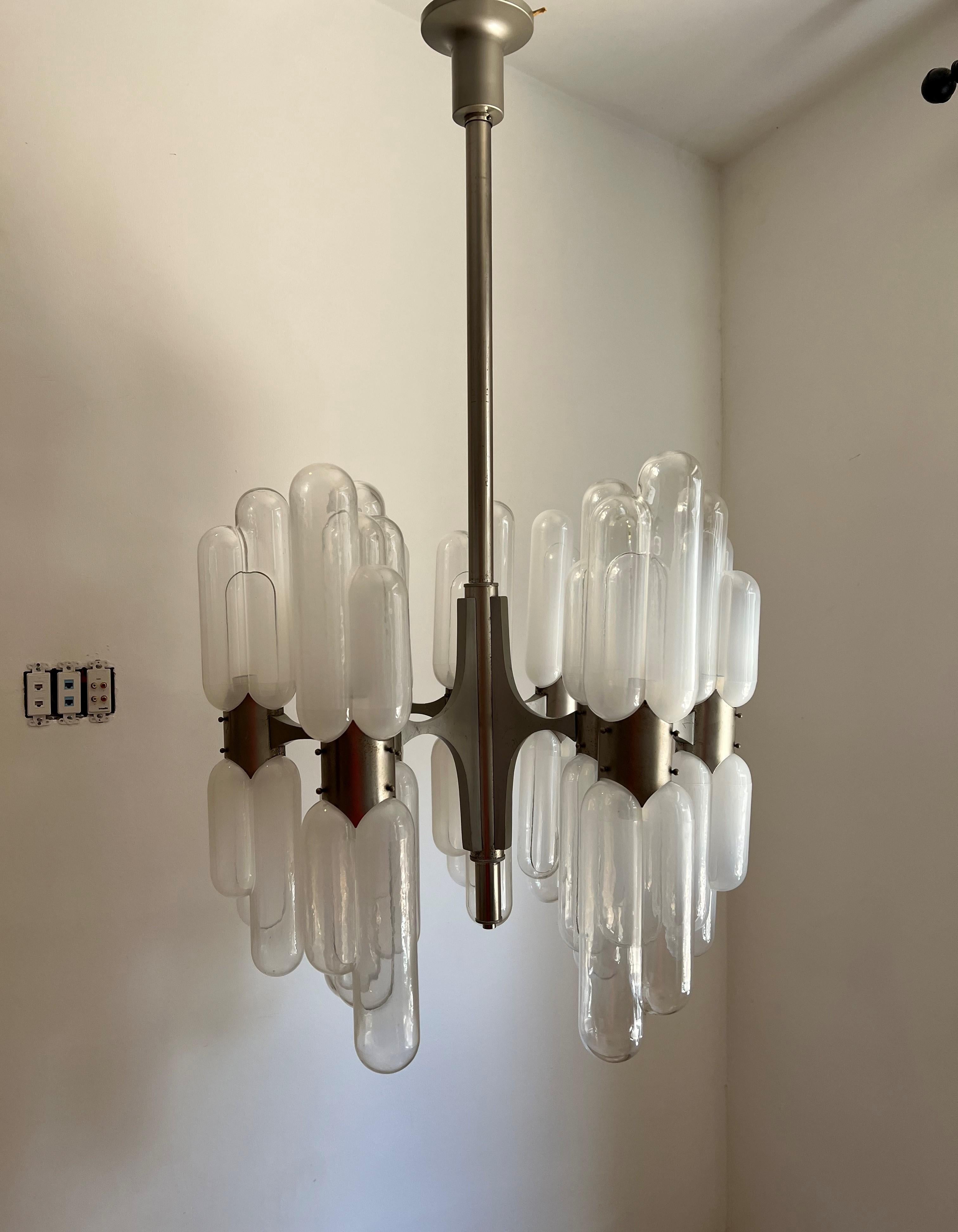 Italian Space Age Chandelier by Aldo Nason for Mazzega, ca. 1970 For Sale