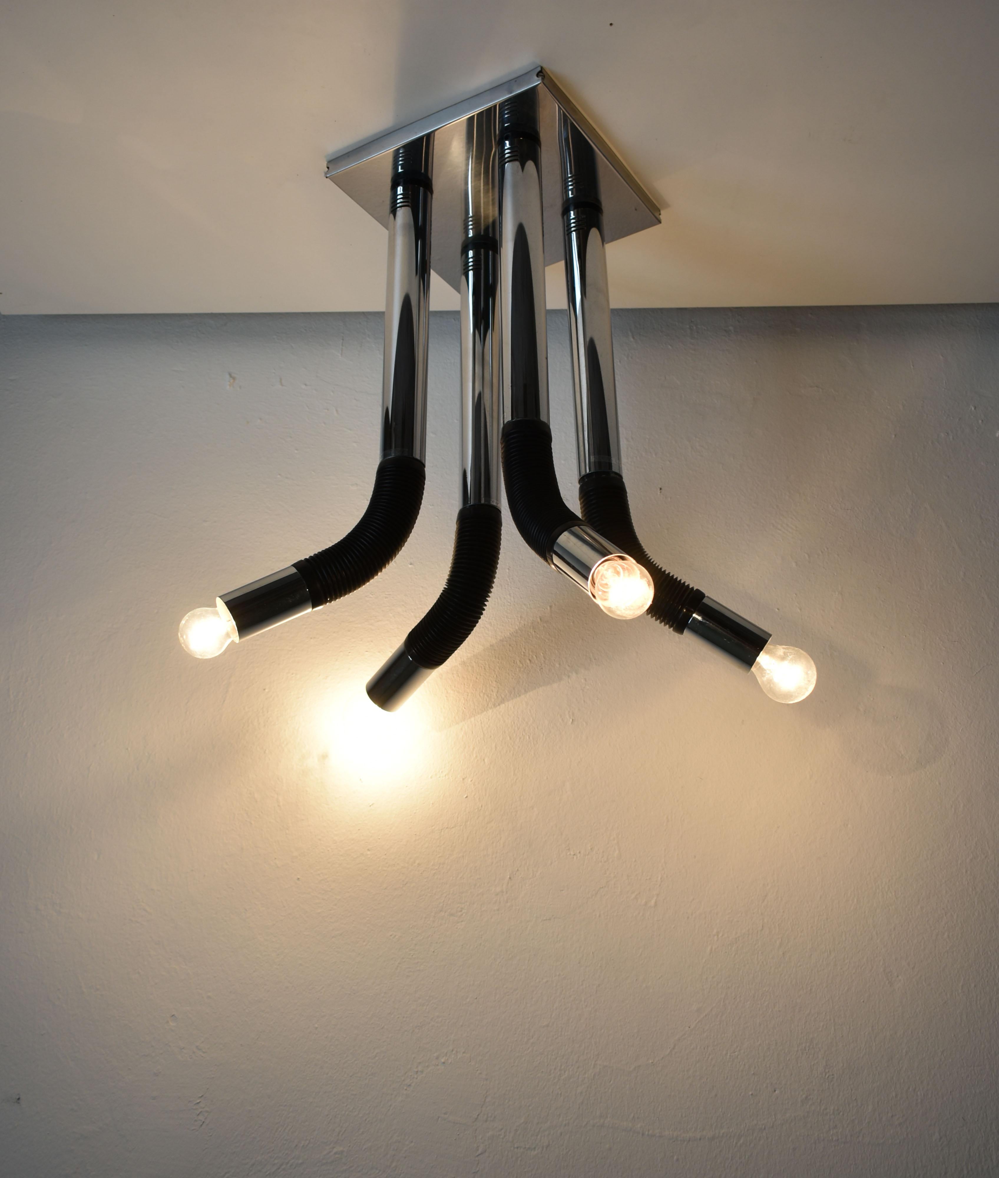 Space Age Chandelier Elbow by M. Bellini for Targetti Sankey, Italy, 1970s 1980s For Sale 6