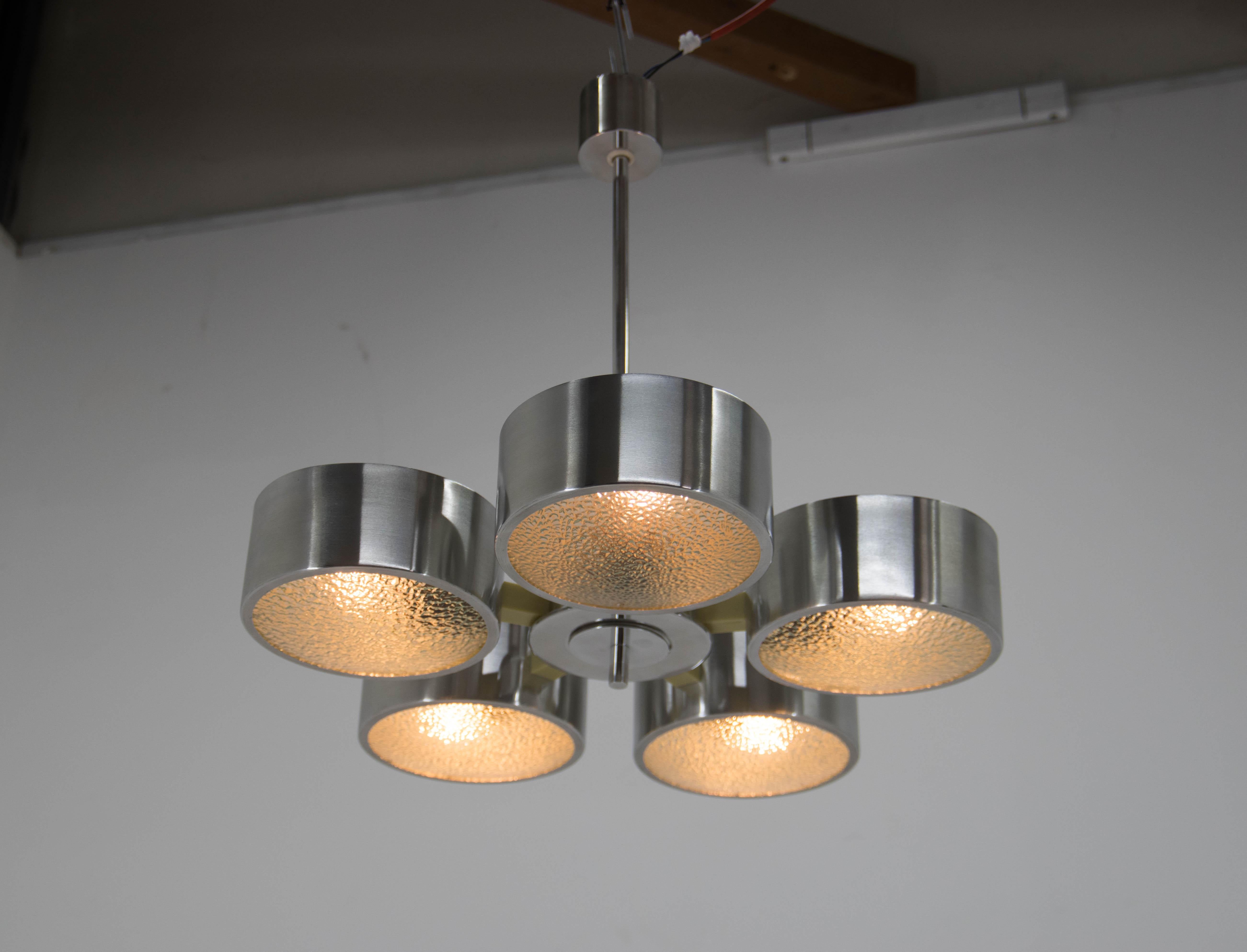 Aluminum Space Age Chandelier, Germany, 1970s, Restored For Sale