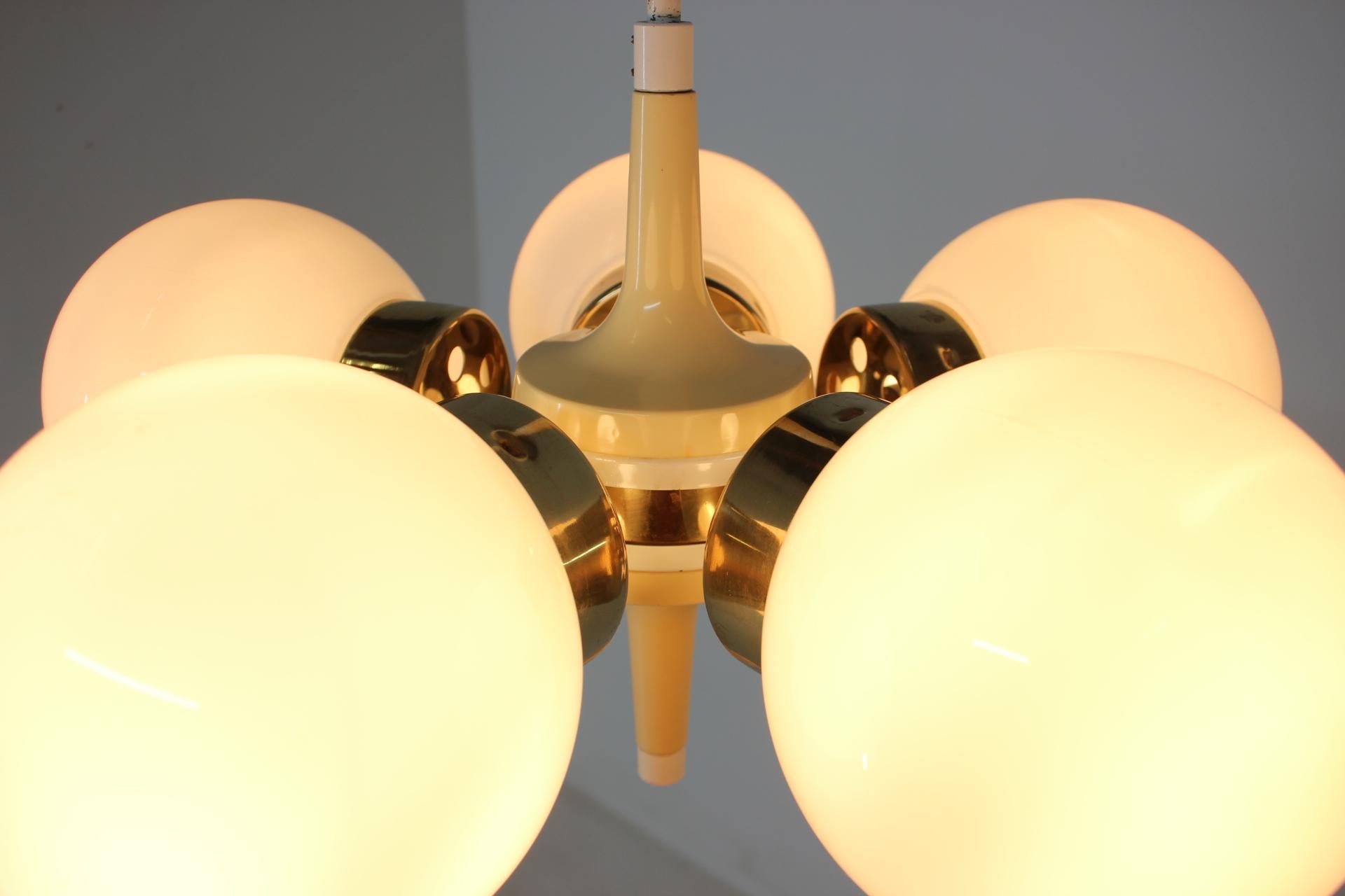 Steel Space Age Chandelier Sputnik by Elektroinstala Decin, 1970s For Sale