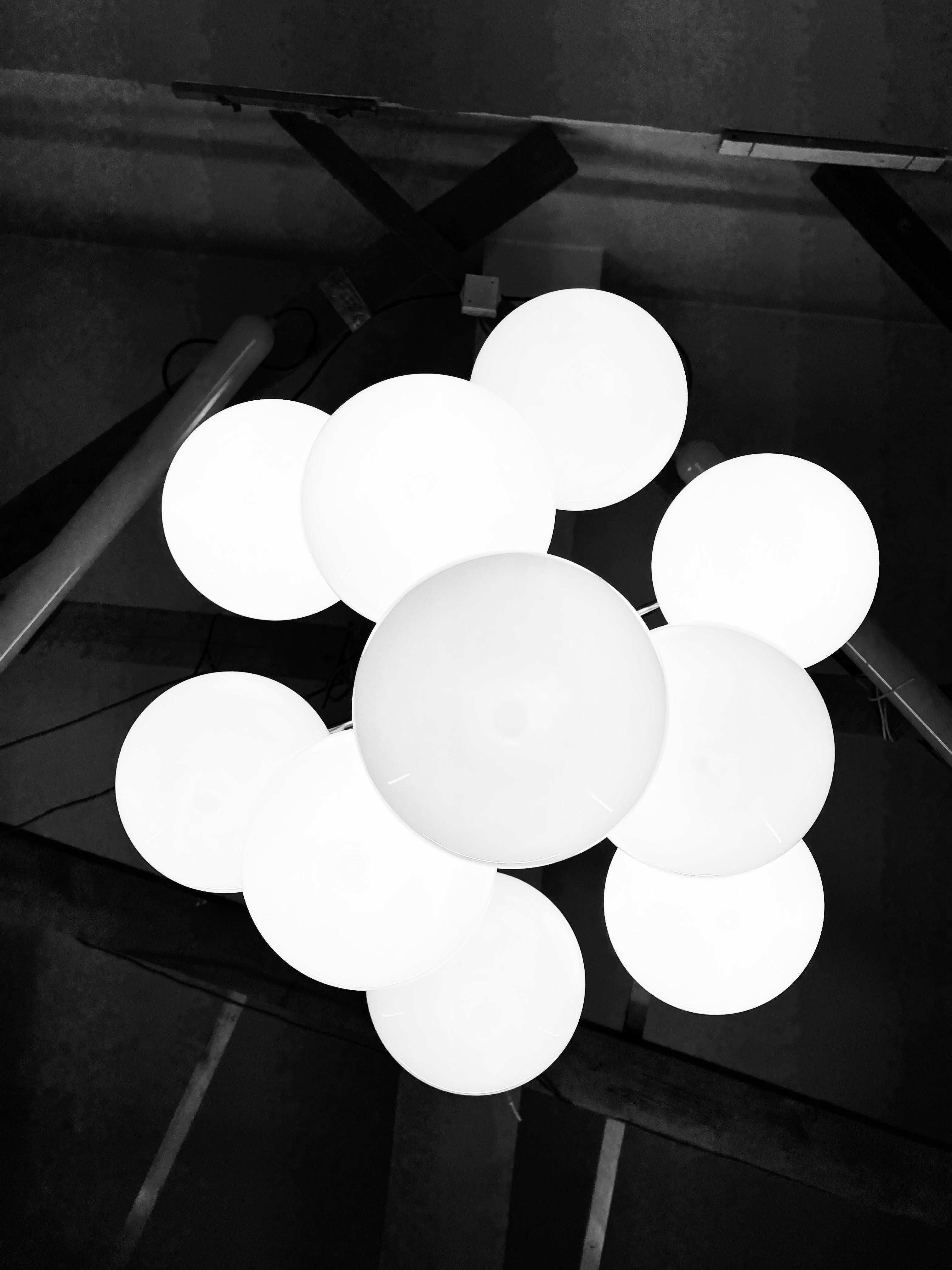 Milk Glass Space Age Chandelier Sputnik by Kamenicky Senov, 1970s