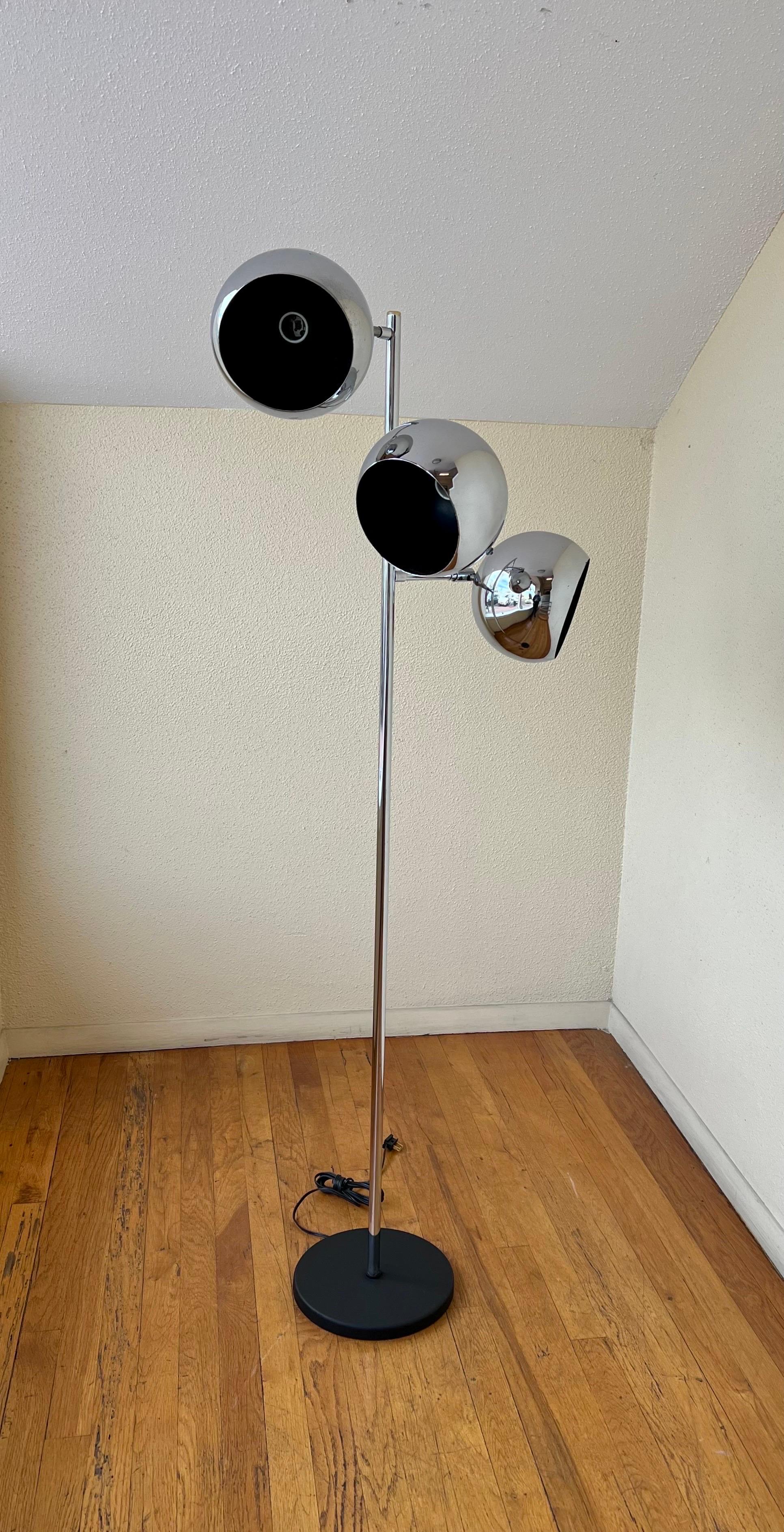 American Space Age Chrome 3 Globe Multidirectional Floor Lamp by Robert Sonneman
