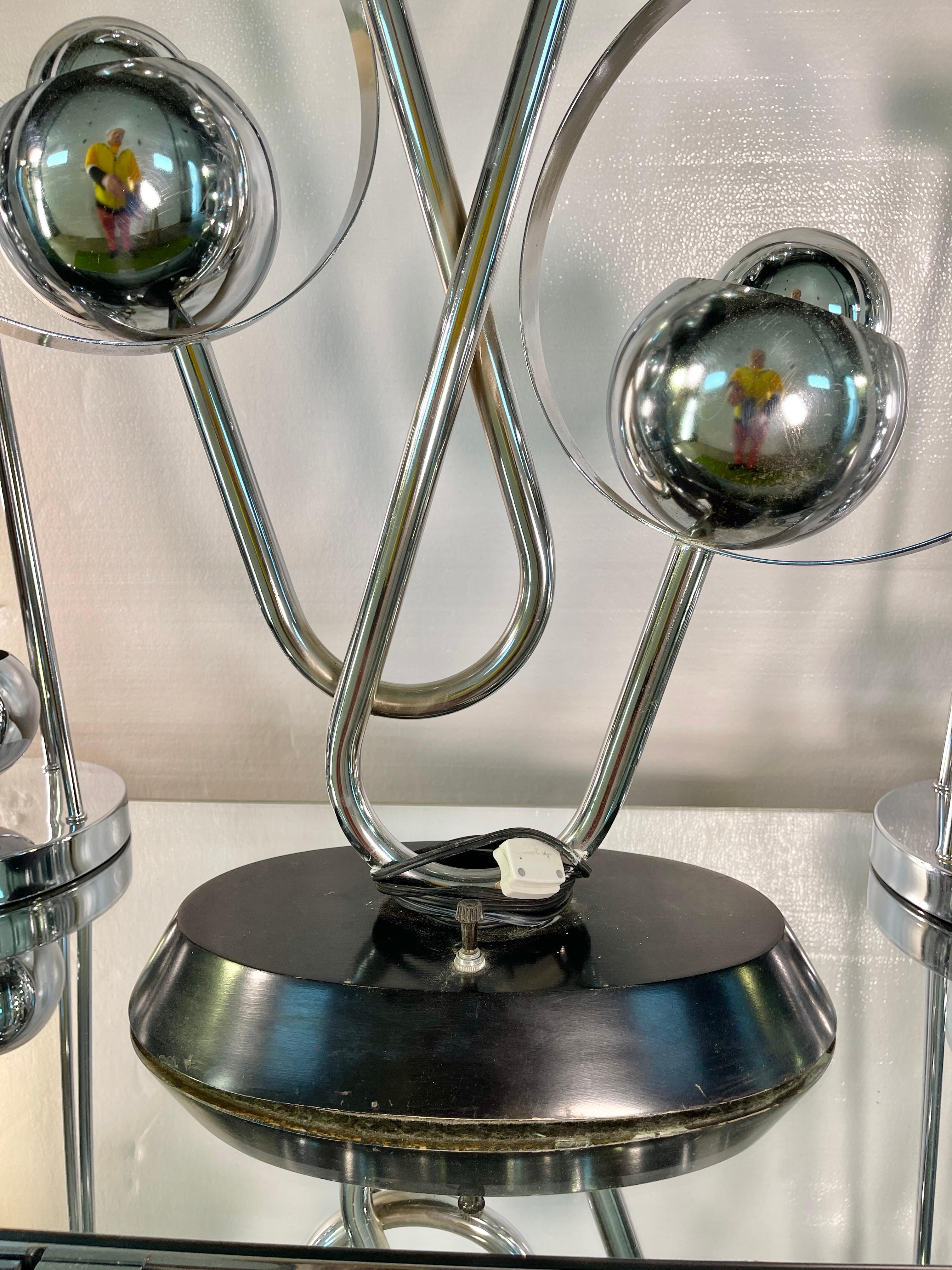Space Age Chrome 4 Eyeball Table Lamp For Sale 4
