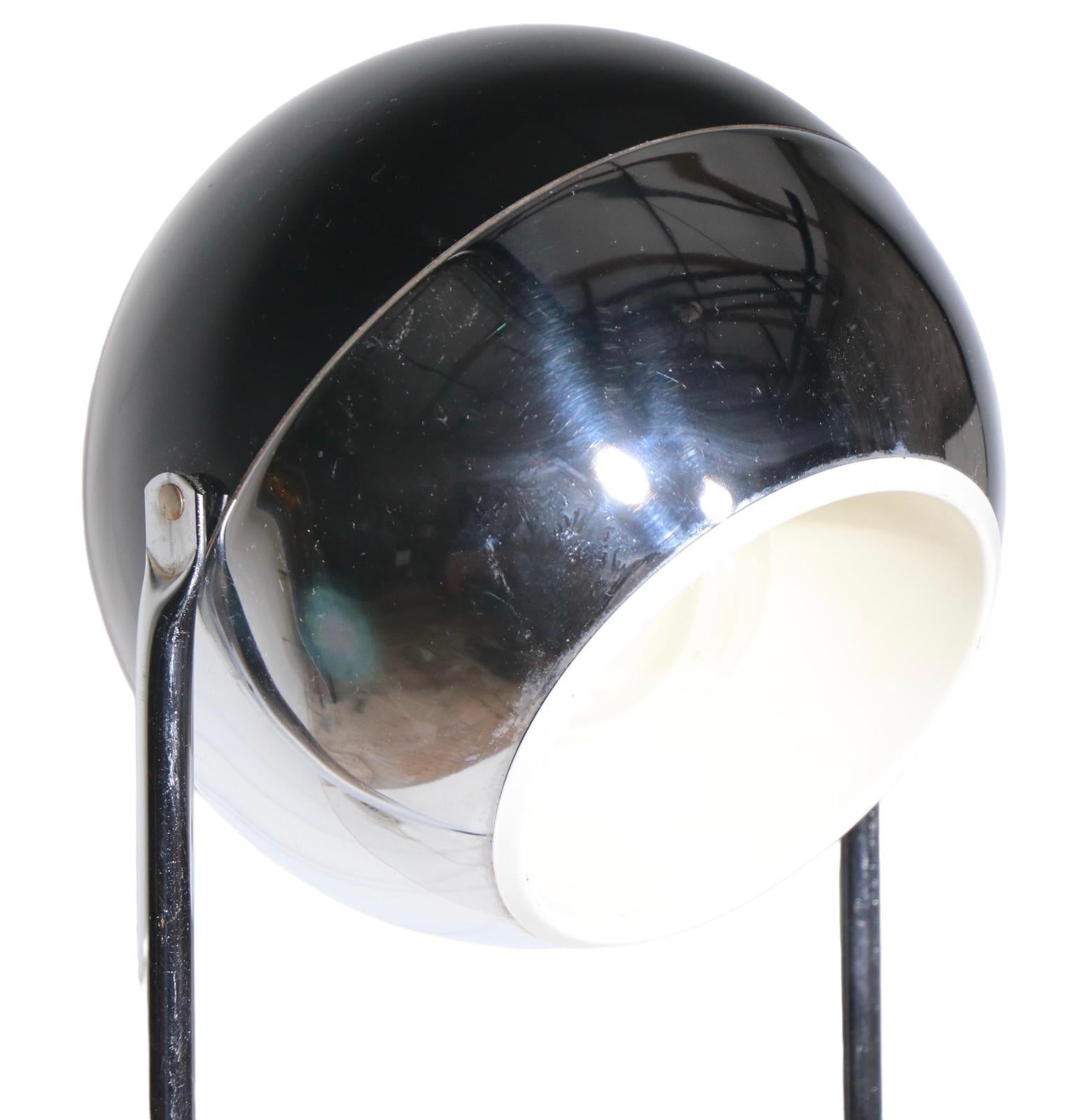 Metal Space Age Chrome and Black Eyeball Floor Lamp c 1960/1970's For Sale