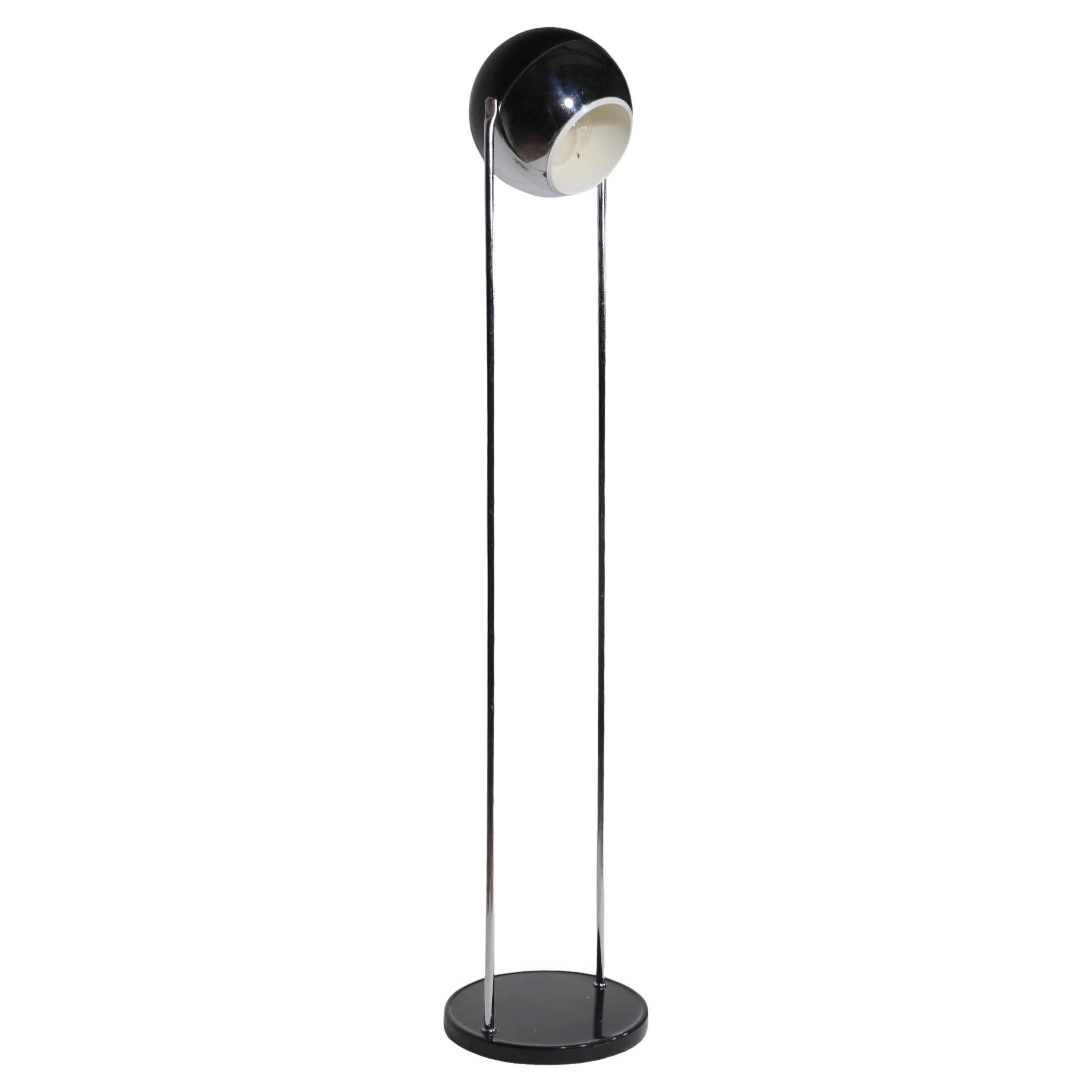 Space Age Chrome and Black Eyeball Floor Lamp c 1960/1970's For Sale
