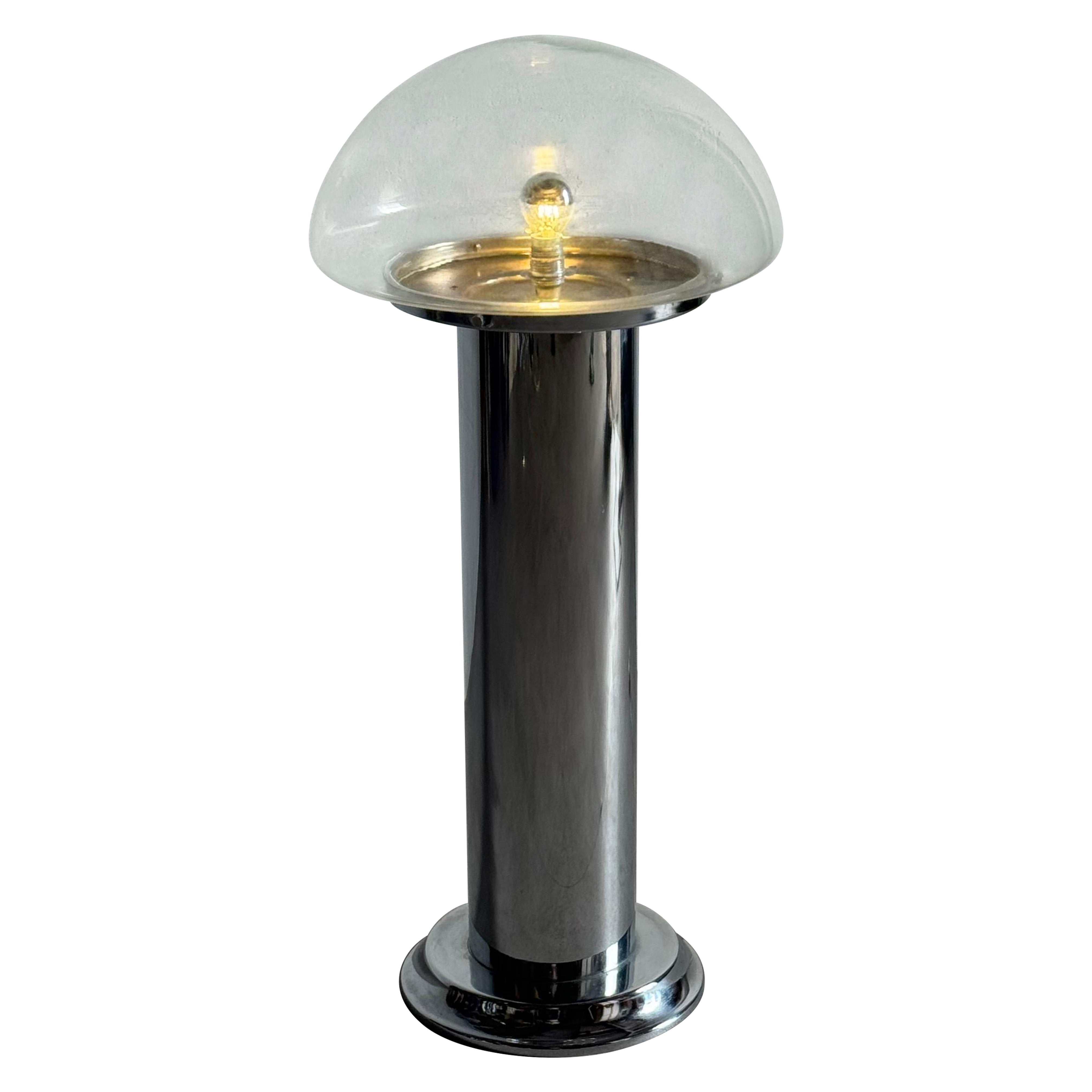 Space Age chrome and glass lamp, Italy, 1970s For Sale