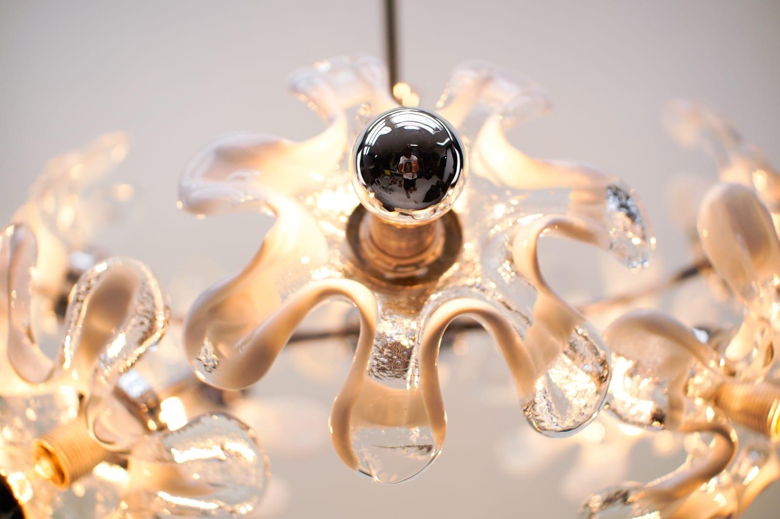 Space Age Chrome and Murano Glass Flowers Sputnik Lamp, 1970s For Sale 6