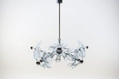 Sputnik-Lampe aus Chrom und Muranoglas mit Blumen aus dem Space Age, 1970er Jahre