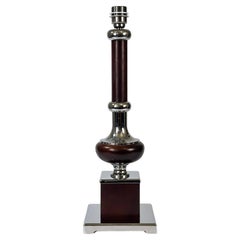 Mid-Century Modern Chrome and Rosewood Table Lamp by Richard Essig, c. 1970s