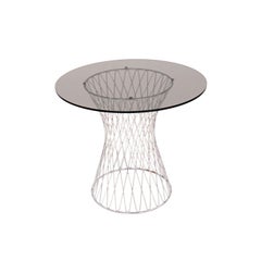 Space Age Chrome Bistro Set with Glass Top Table, Italy, 1970s