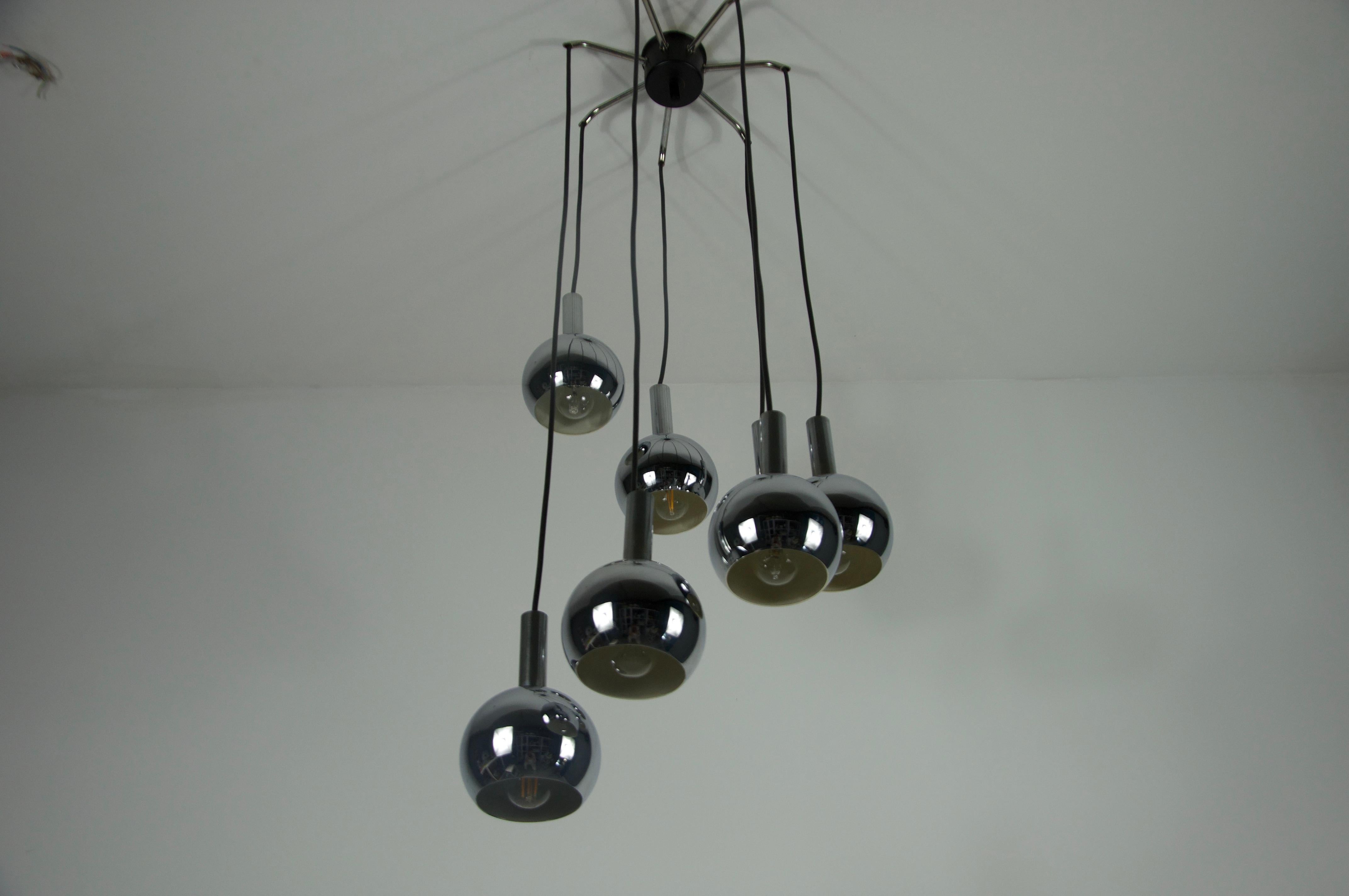 Metal Space Age Chrome Cascade Pendant Lamp, Germany, 1970s For Sale