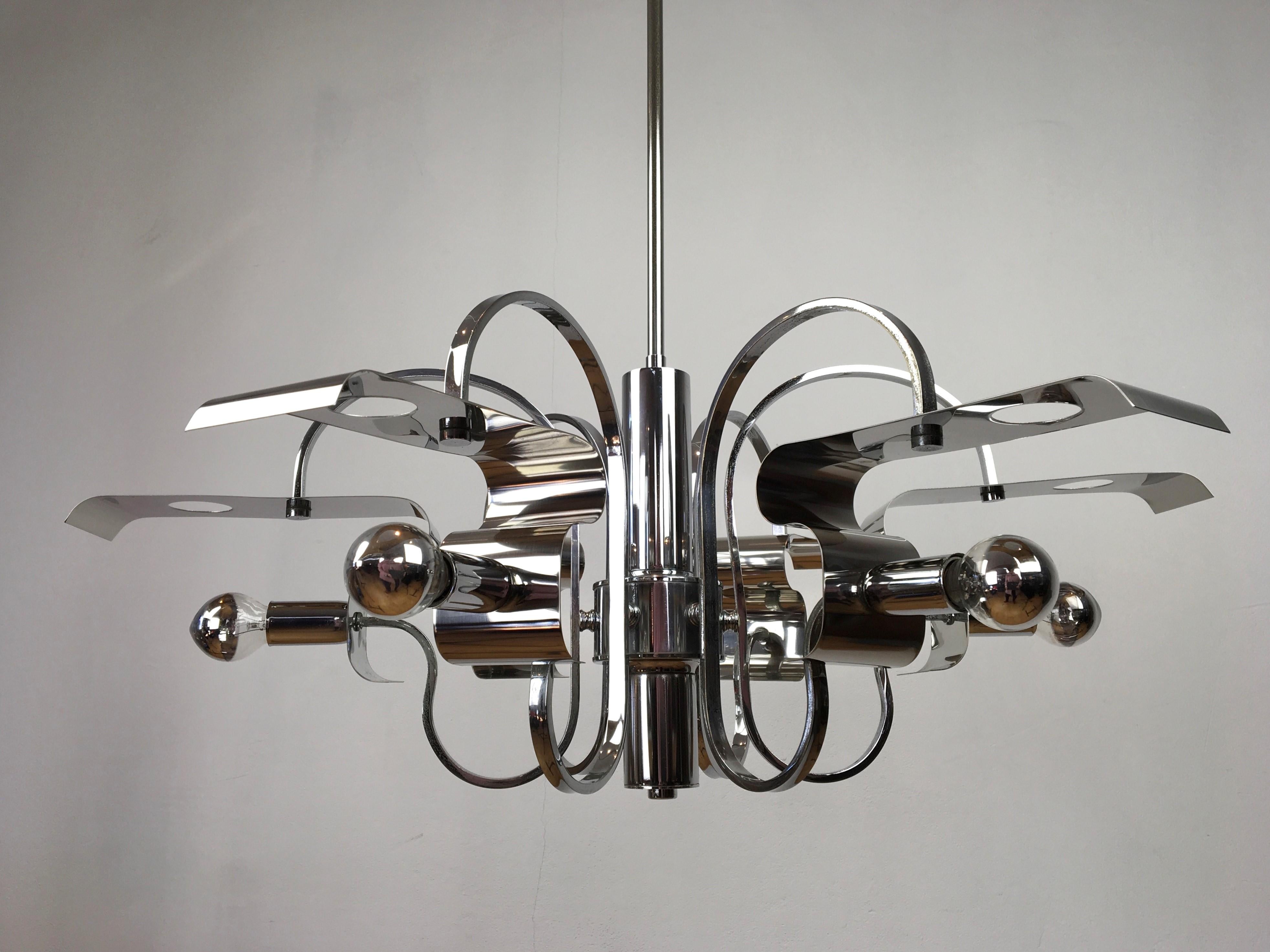 Space Age Chrome Chandelier, 1960s 5