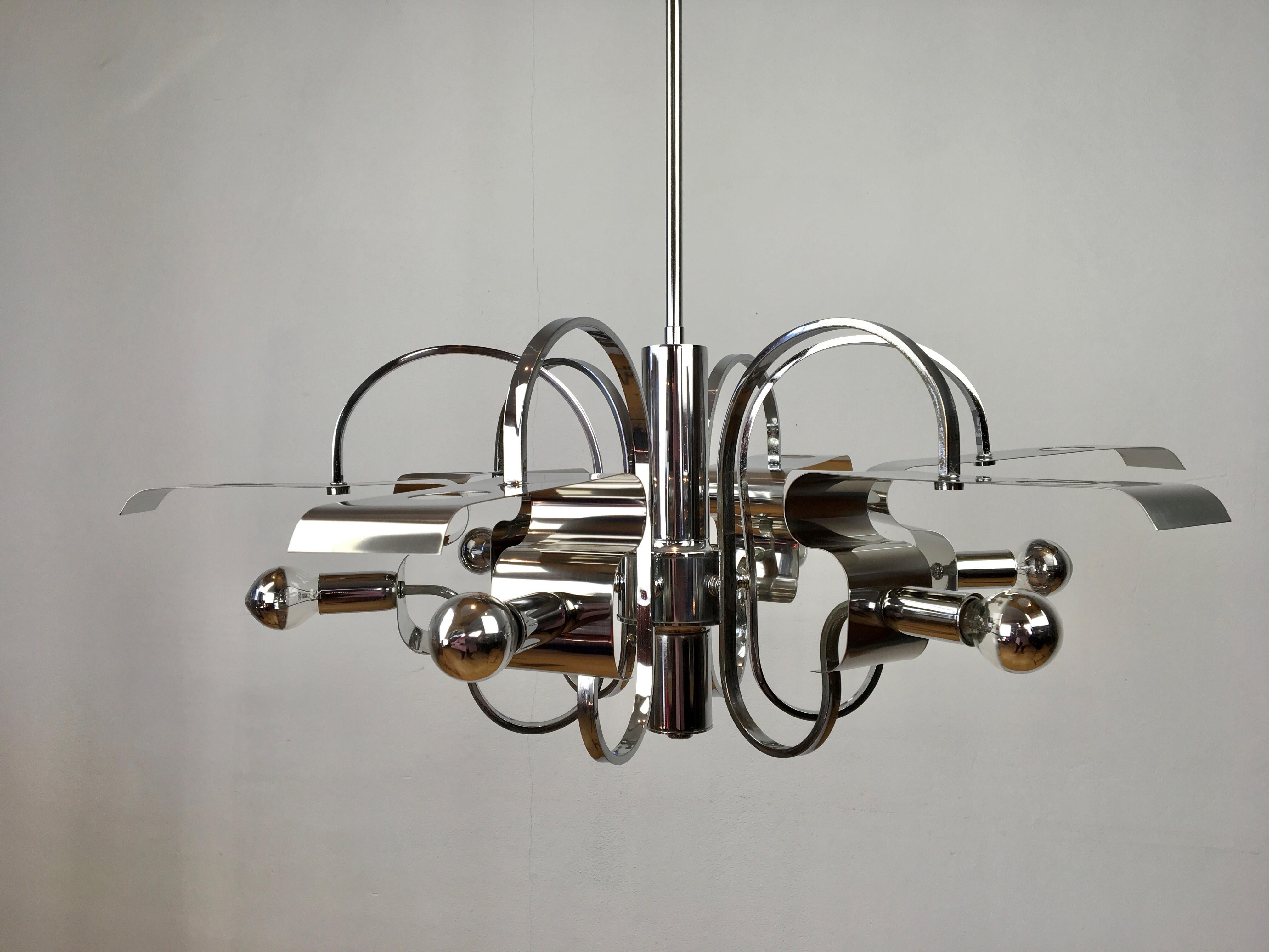 Space Age Chrome Chandelier, 1960s 6