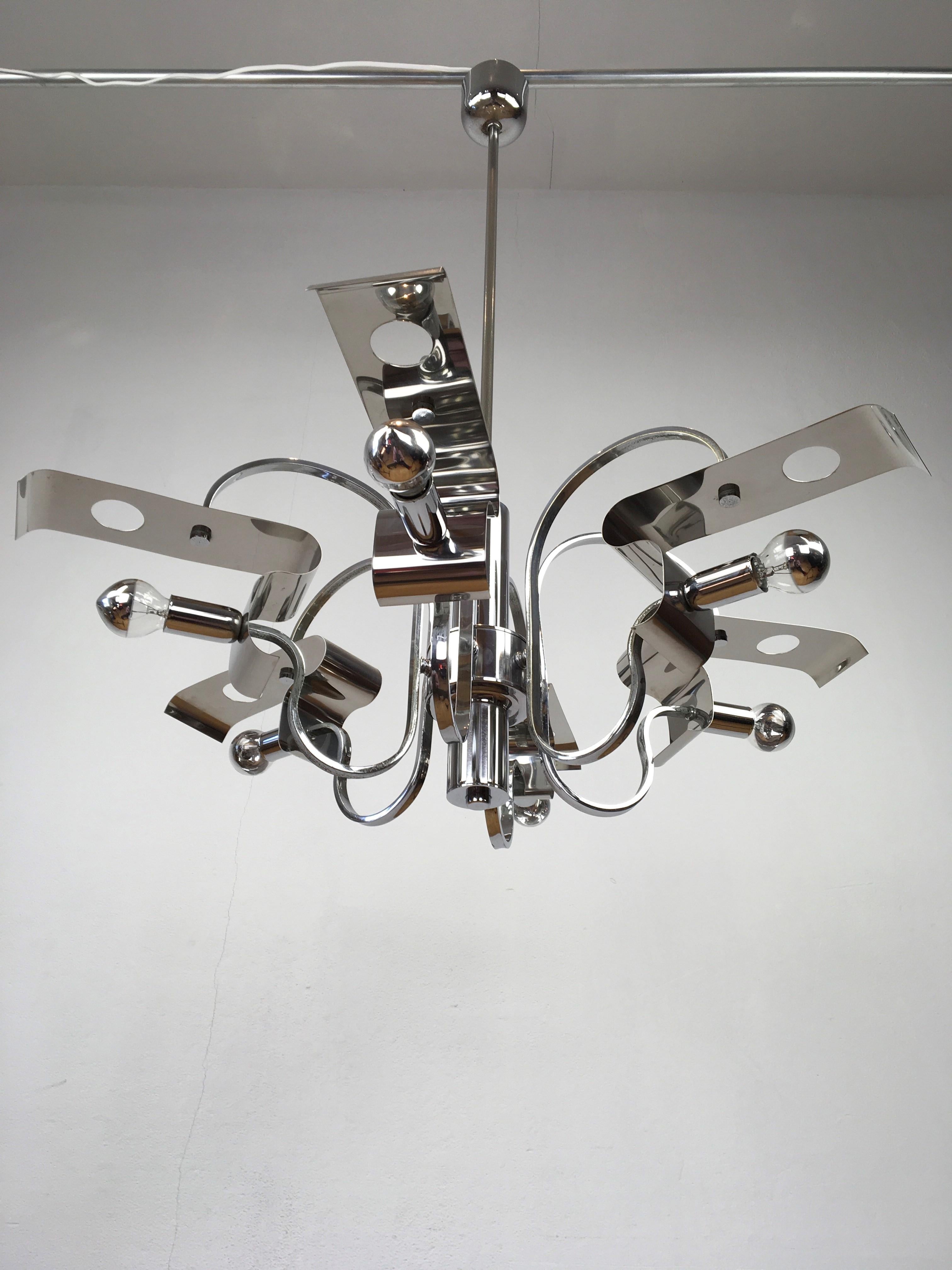Space Age Chrome Chandelier, 1960s 9
