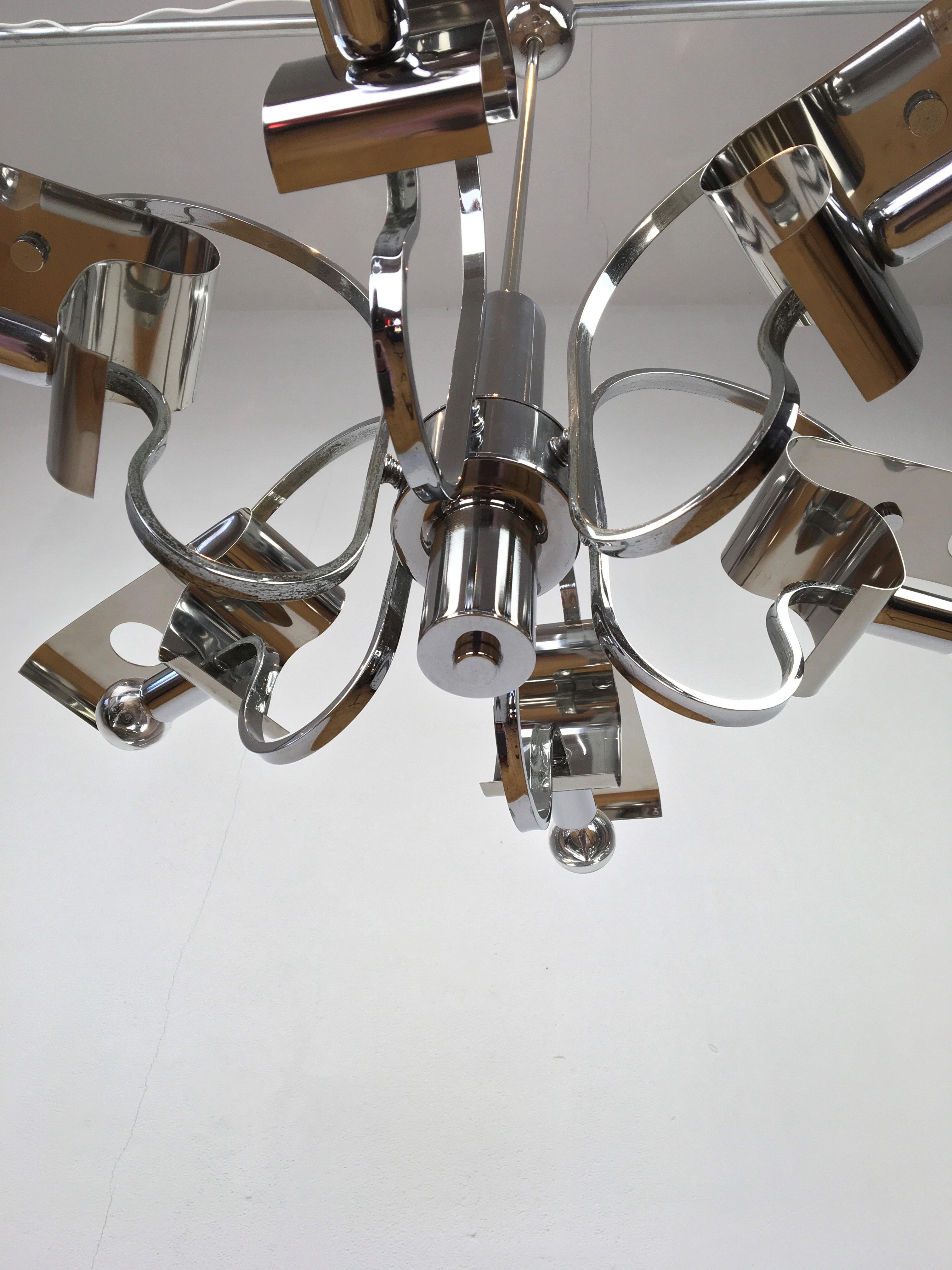 Space Age Chrome Chandelier, 1960s 10