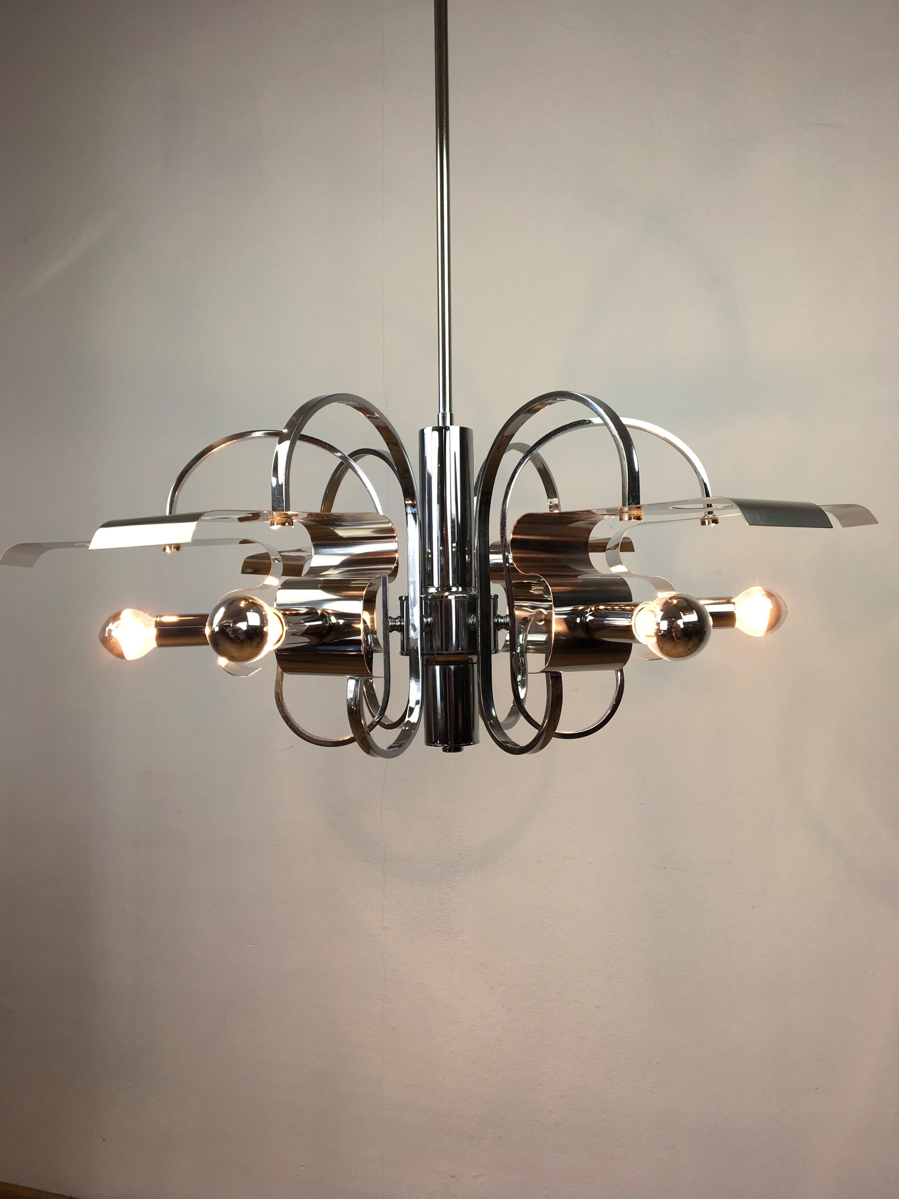 Space Age Chrome Chandelier, 1960s 15