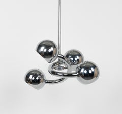 Space Age Chrome Chandelier Four-Light Attributed to Reggiani, Italy 1970s