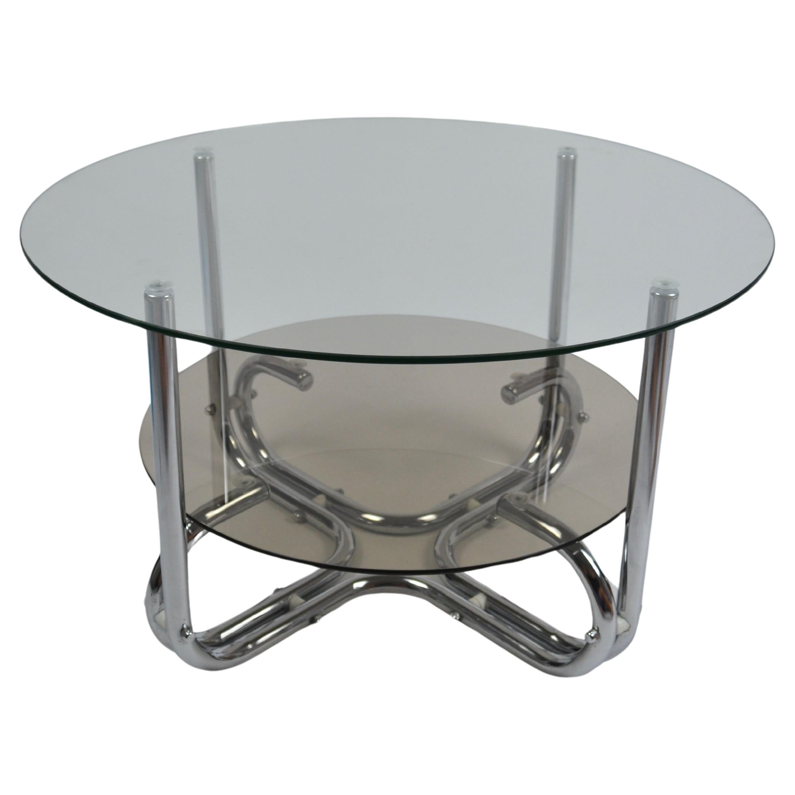 Space age chrome coffee table with double top, 1970s
