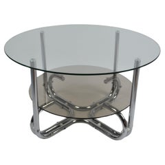 Vintage Space age chrome coffee table with double top, 1970s