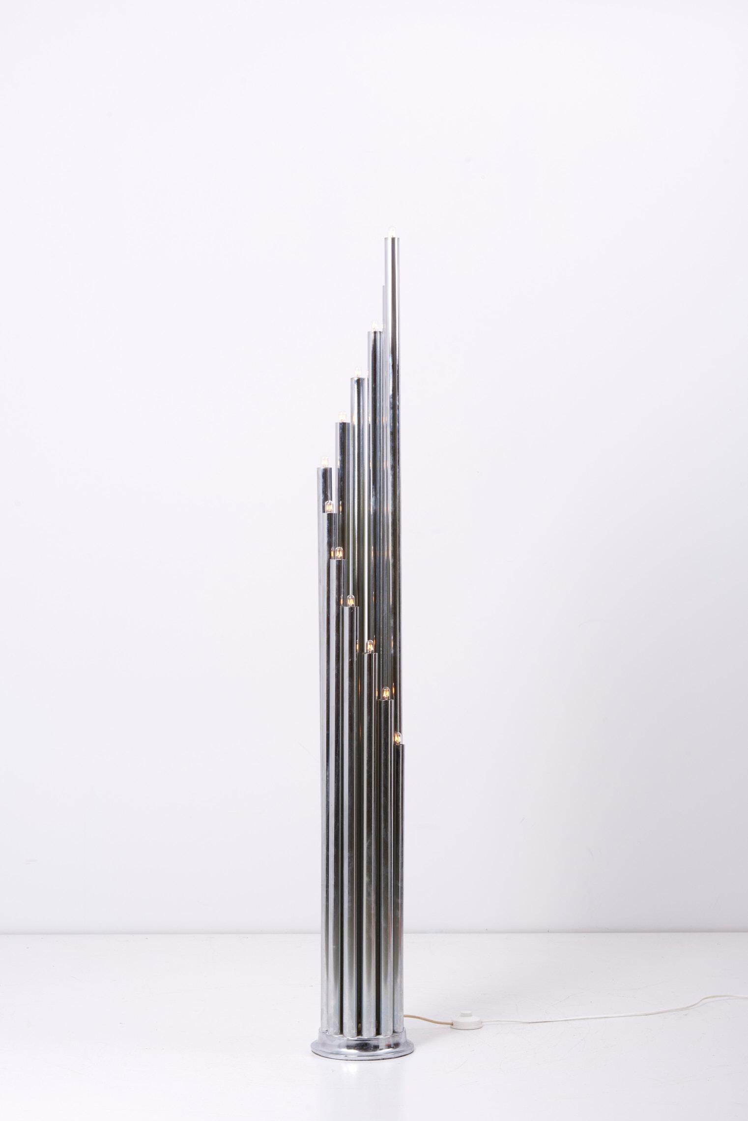 Space Age Chrome Floor Lamp by Reggiani, Italy 1970s 4