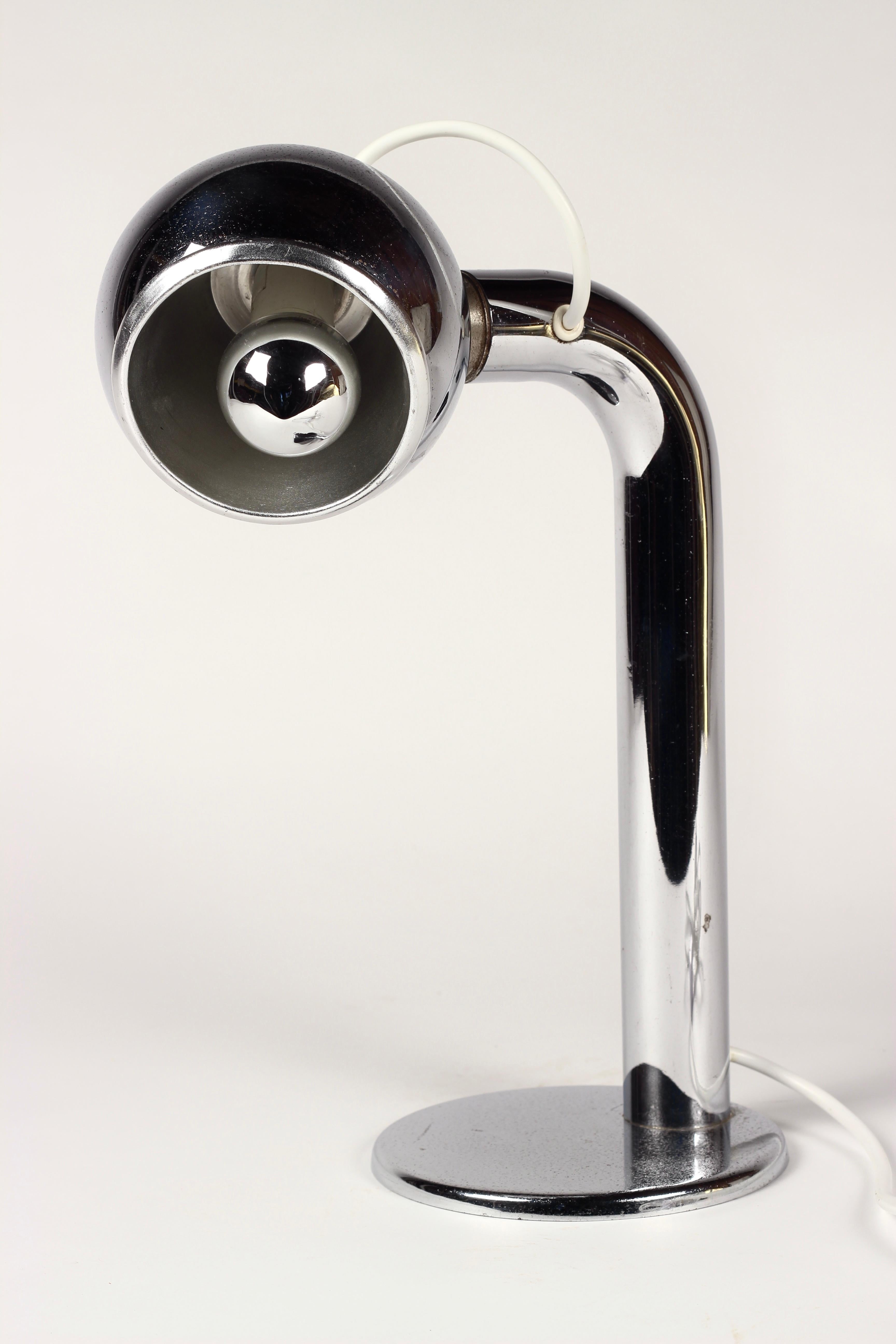 Ère spatiale Lampe de bureau magnétique Space and Chrome, 1974 Italian Luci Mod. 414 en vente