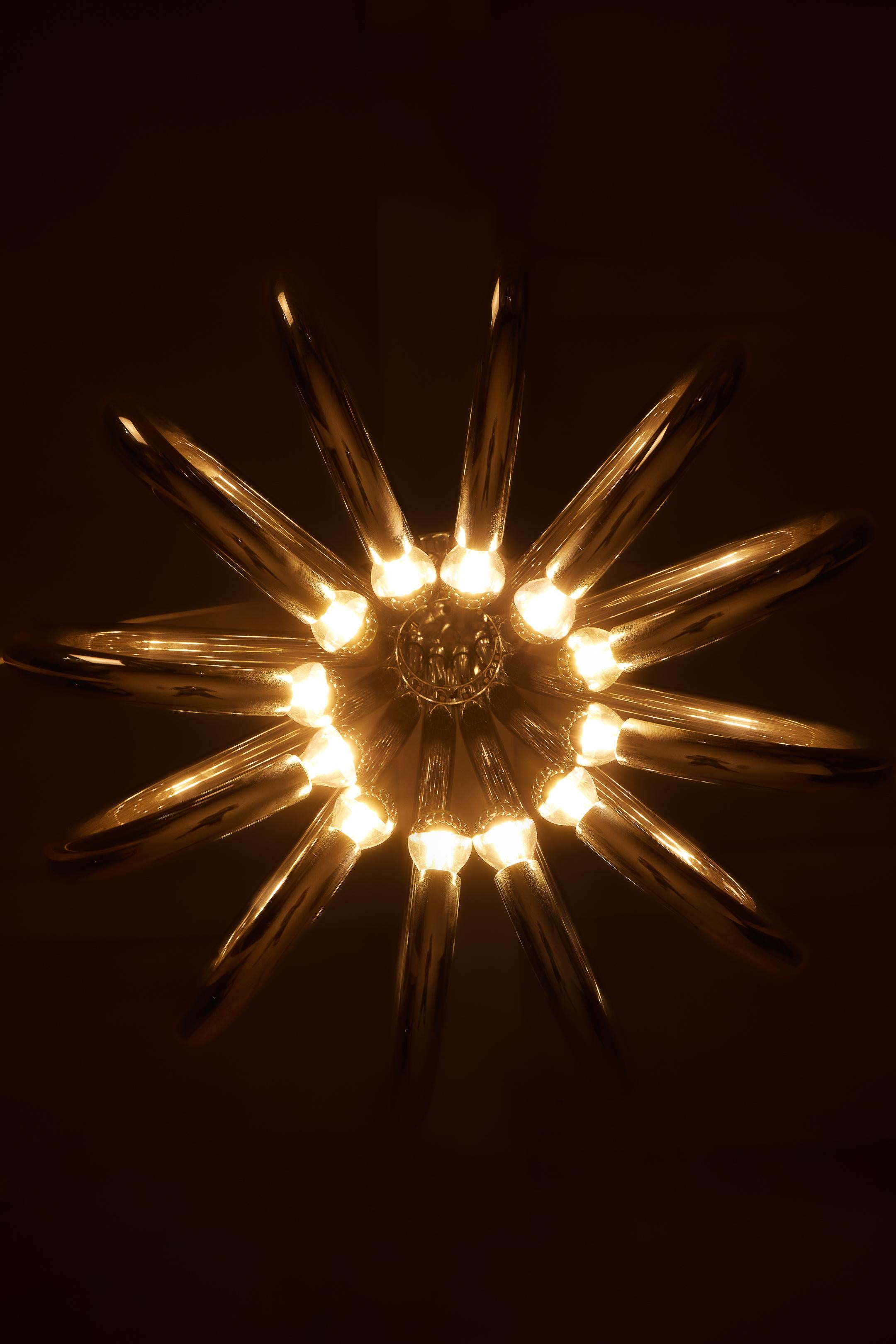 Lampada a sospensione in metallo cromato Space AGE Studio Rama, anni '70 In condizioni buone in vendita a PARIS, FR