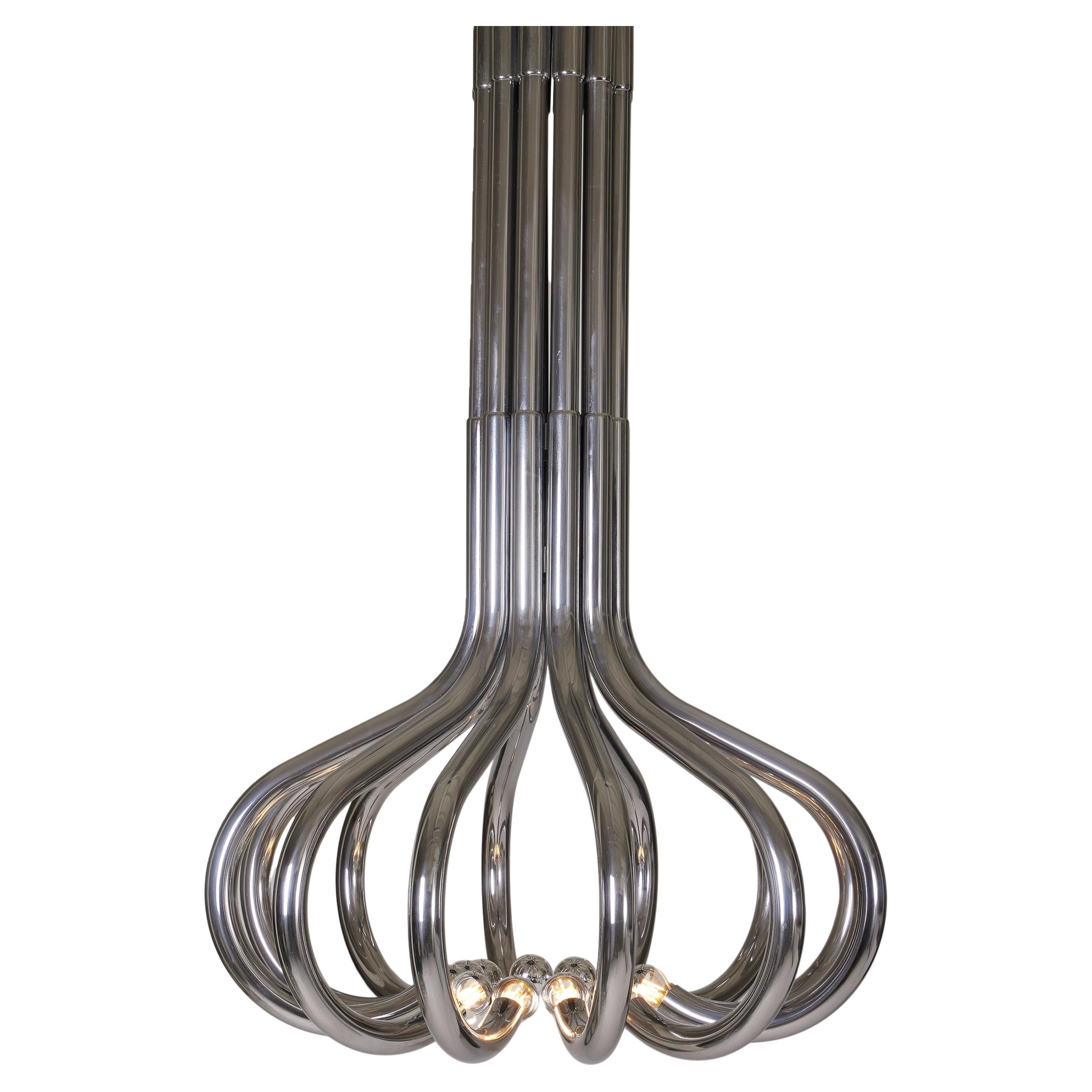 Space Age chrome metal pendant light Studio Rama, 1970s