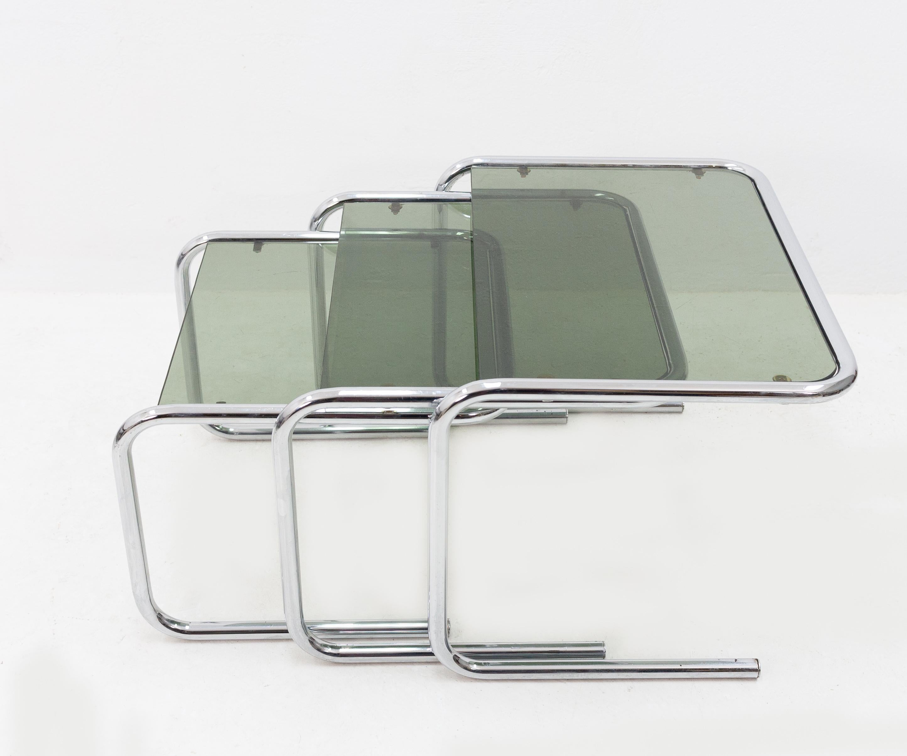Dutch Bauhaus  Chrome Nesting Tables