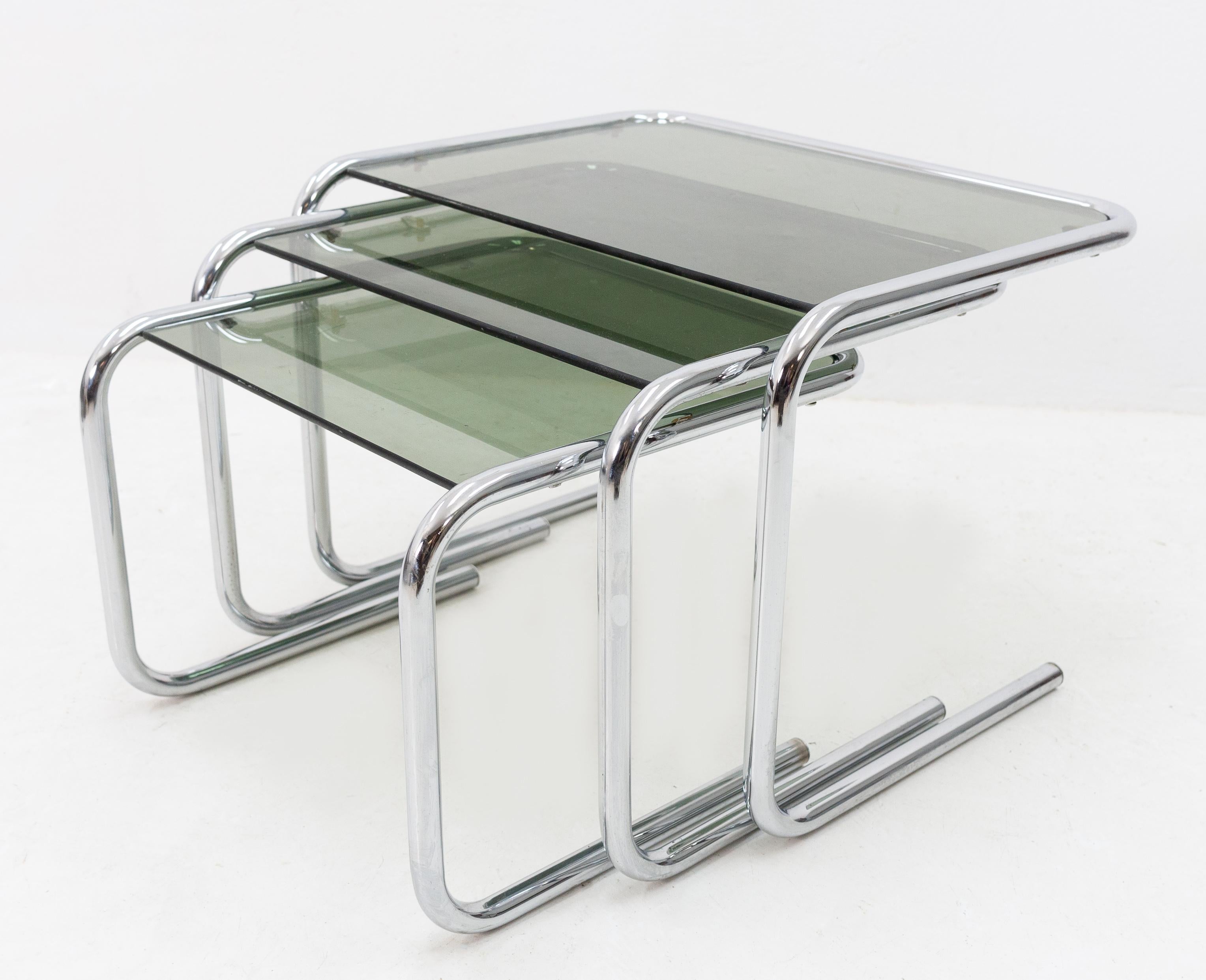 Late 20th Century Bauhaus  Chrome Nesting Tables