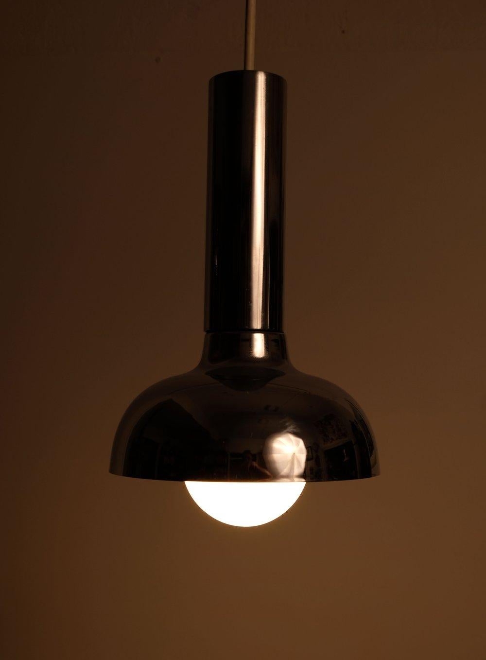 Italian Space Age Chrome Pendant Trio, Italy, 1960's. For Sale