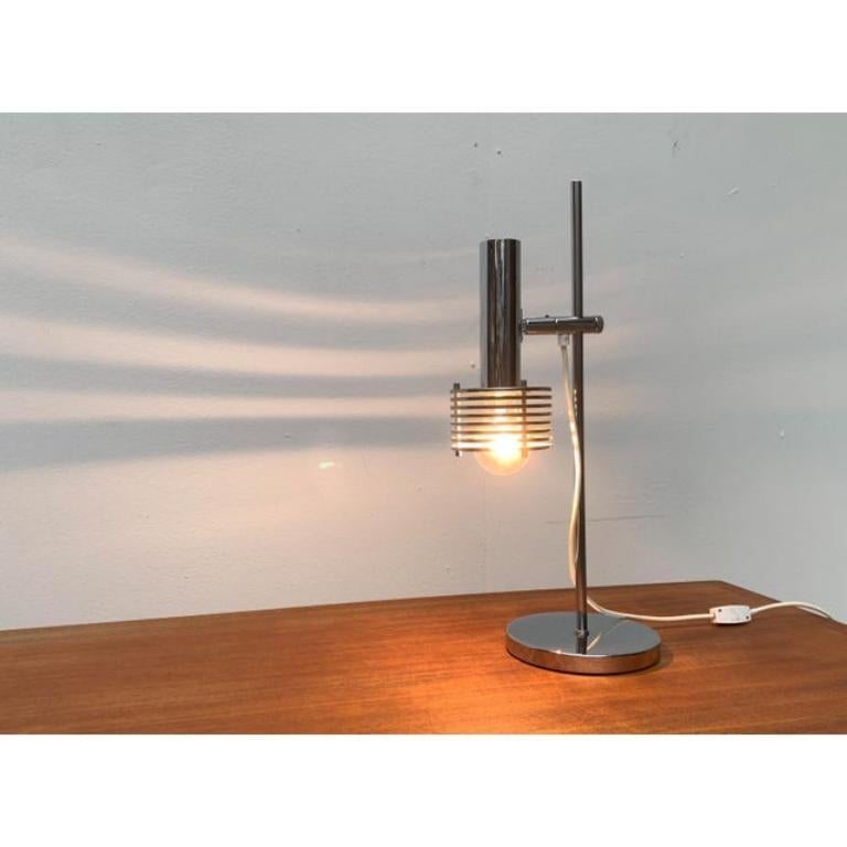Metal Space Age Chrome Slat Table Lamp, 1960s For Sale