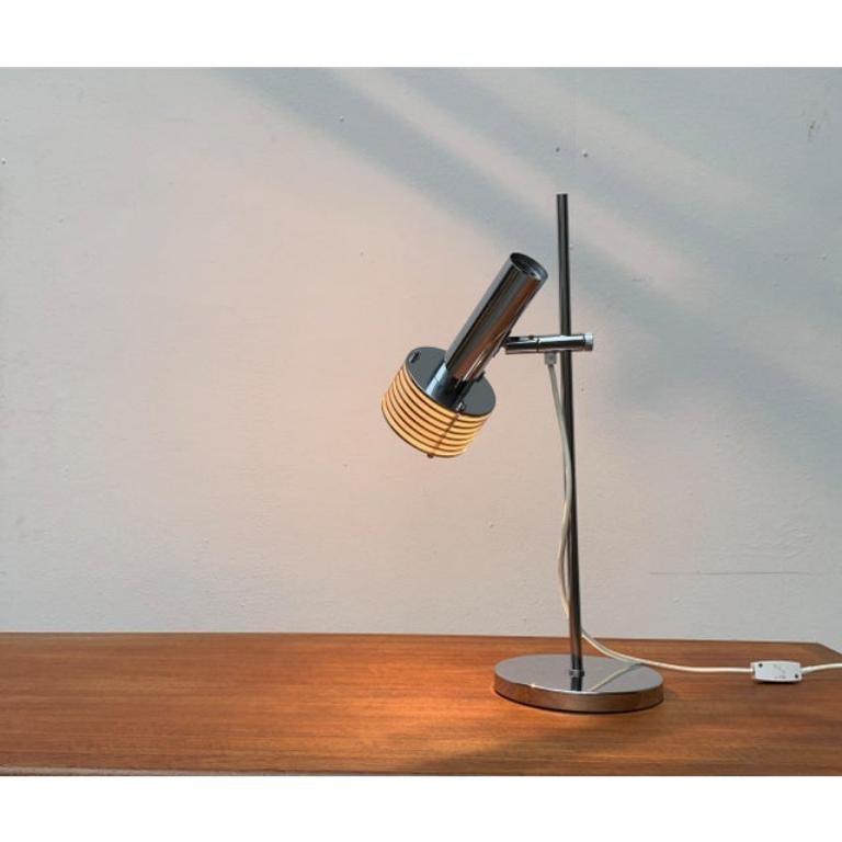 Space Age Chrome Slat Table Lamp, 1960s For Sale 1
