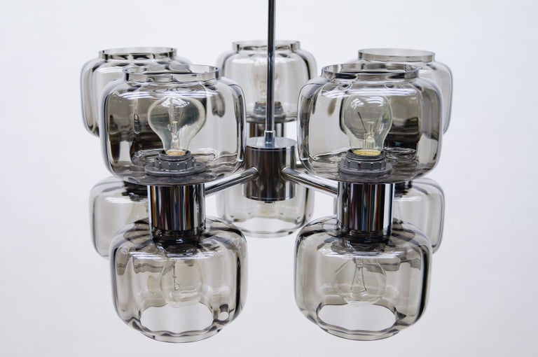 Space Age Chrome and Smoked Glass Sputnik Lamp, 1970s For Sale at 1stDibs