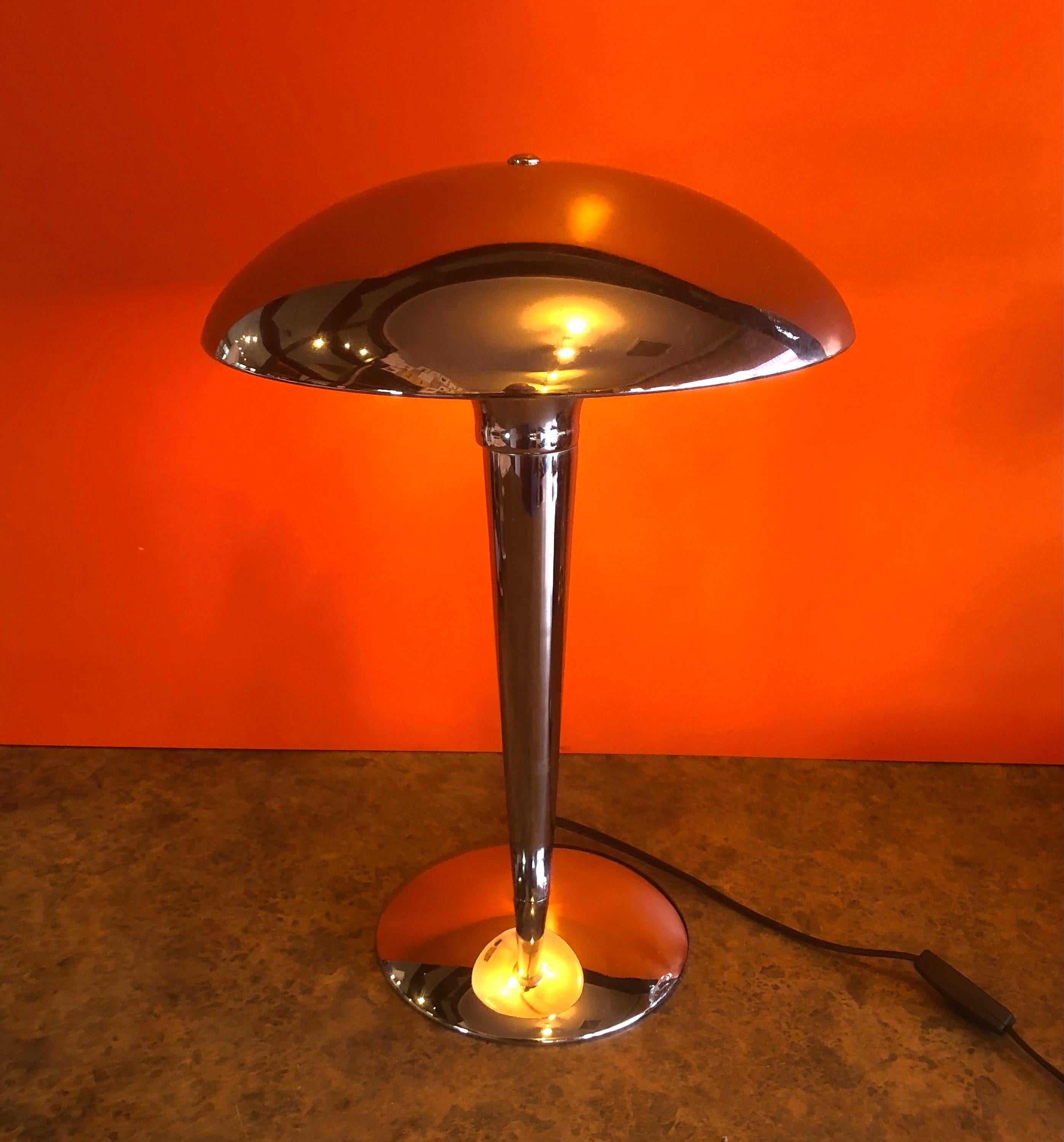 Space Age Chrome Table Lamp with Mushroom Shade For Sale 3