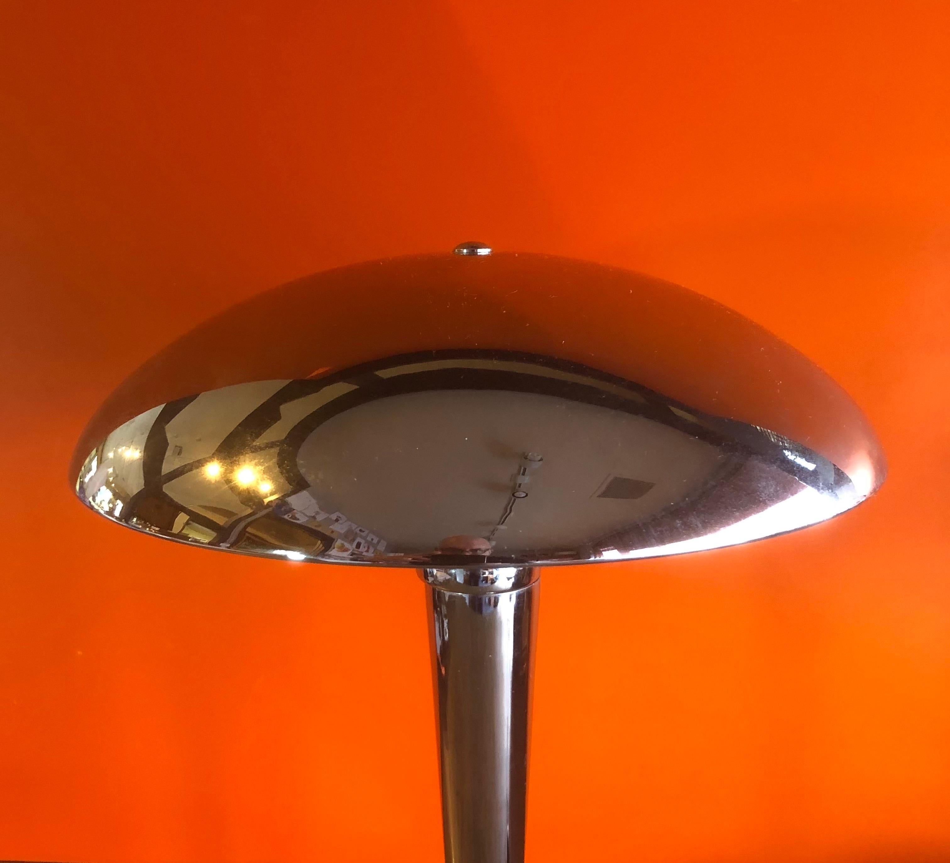 American Space Age Chrome Table Lamp with Mushroom Shade For Sale