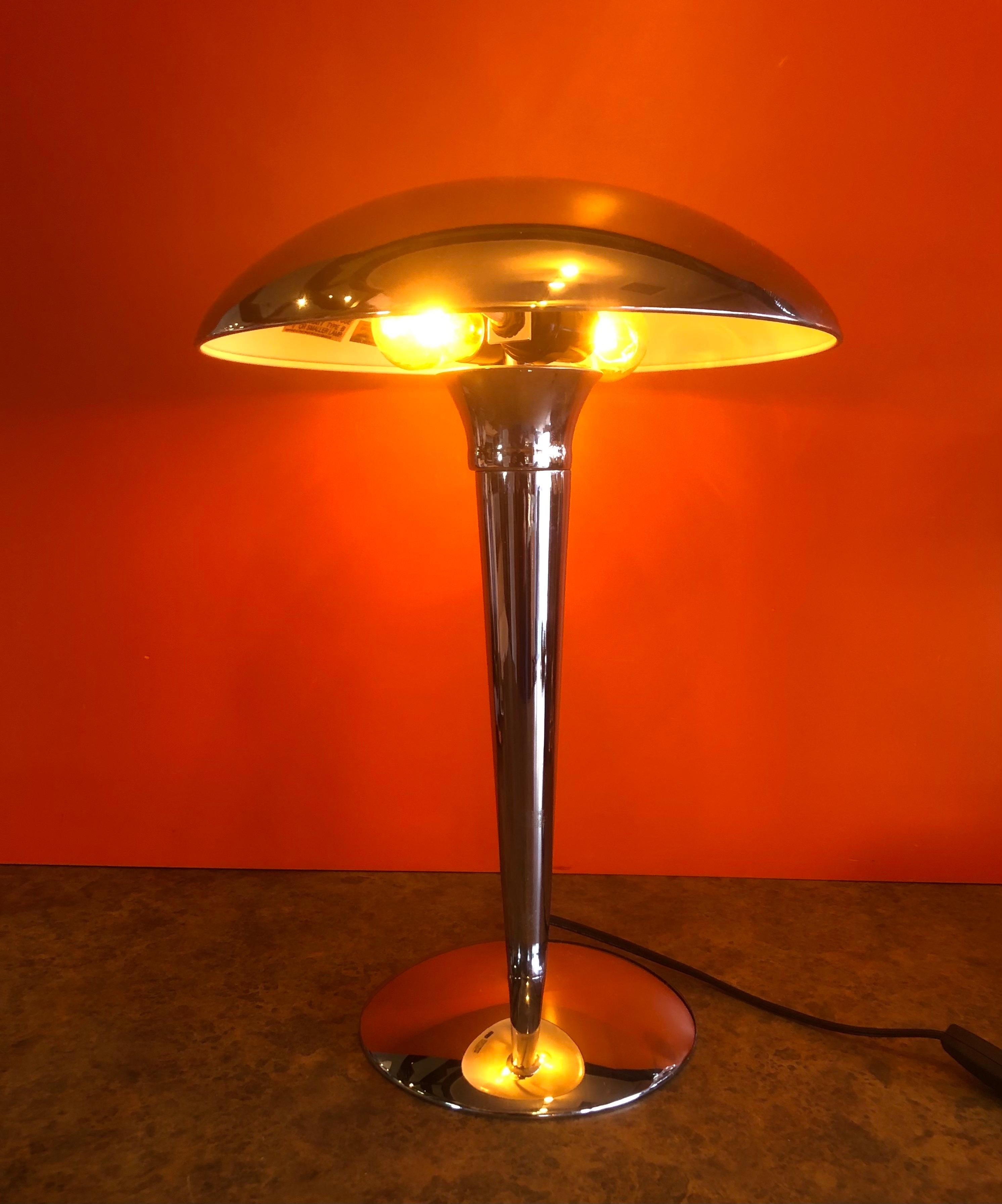 Space Age Chrome Table Lamp with Mushroom Shade For Sale 1