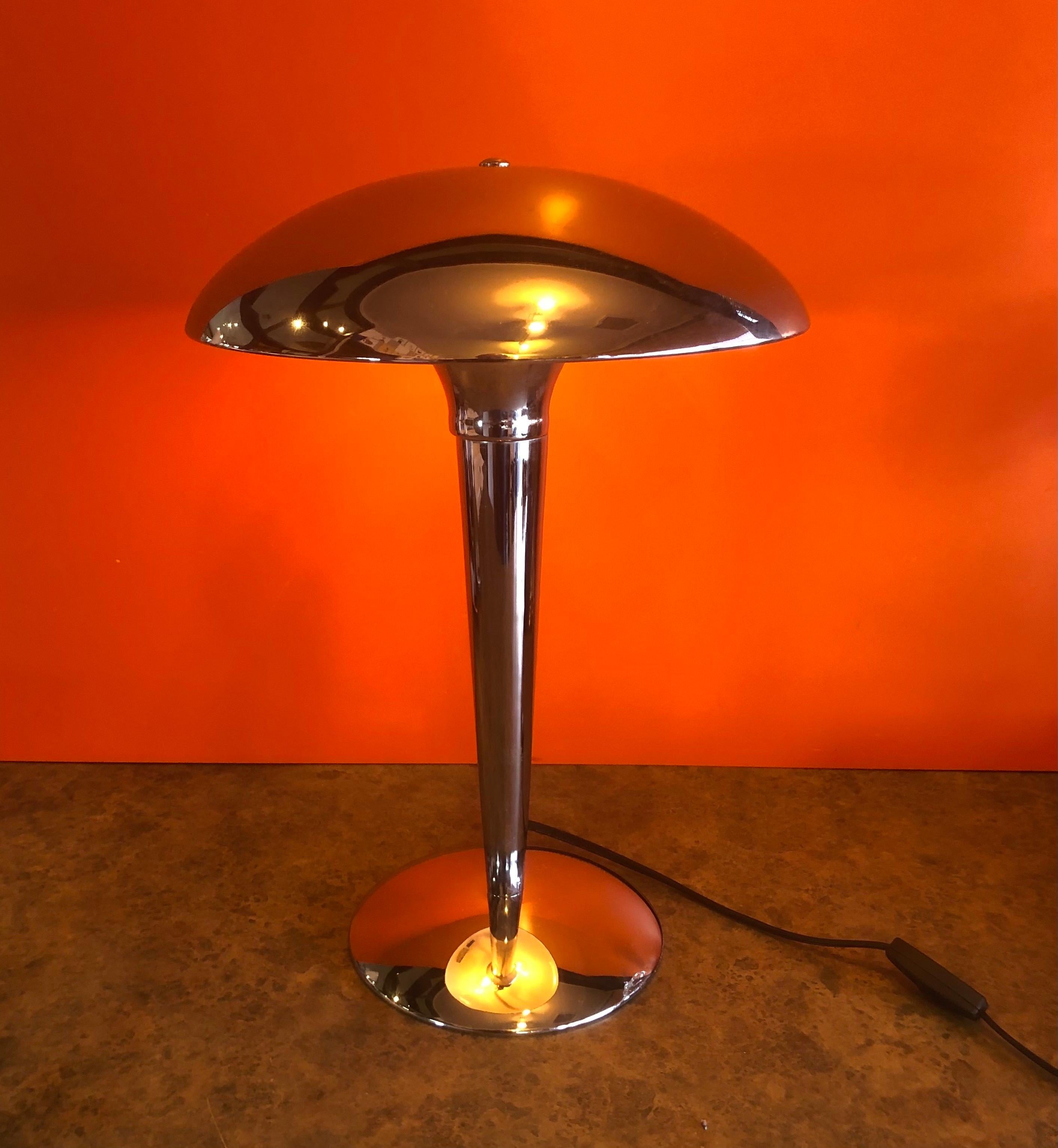 Space Age Chrome Table Lamp with Mushroom Shade For Sale 2