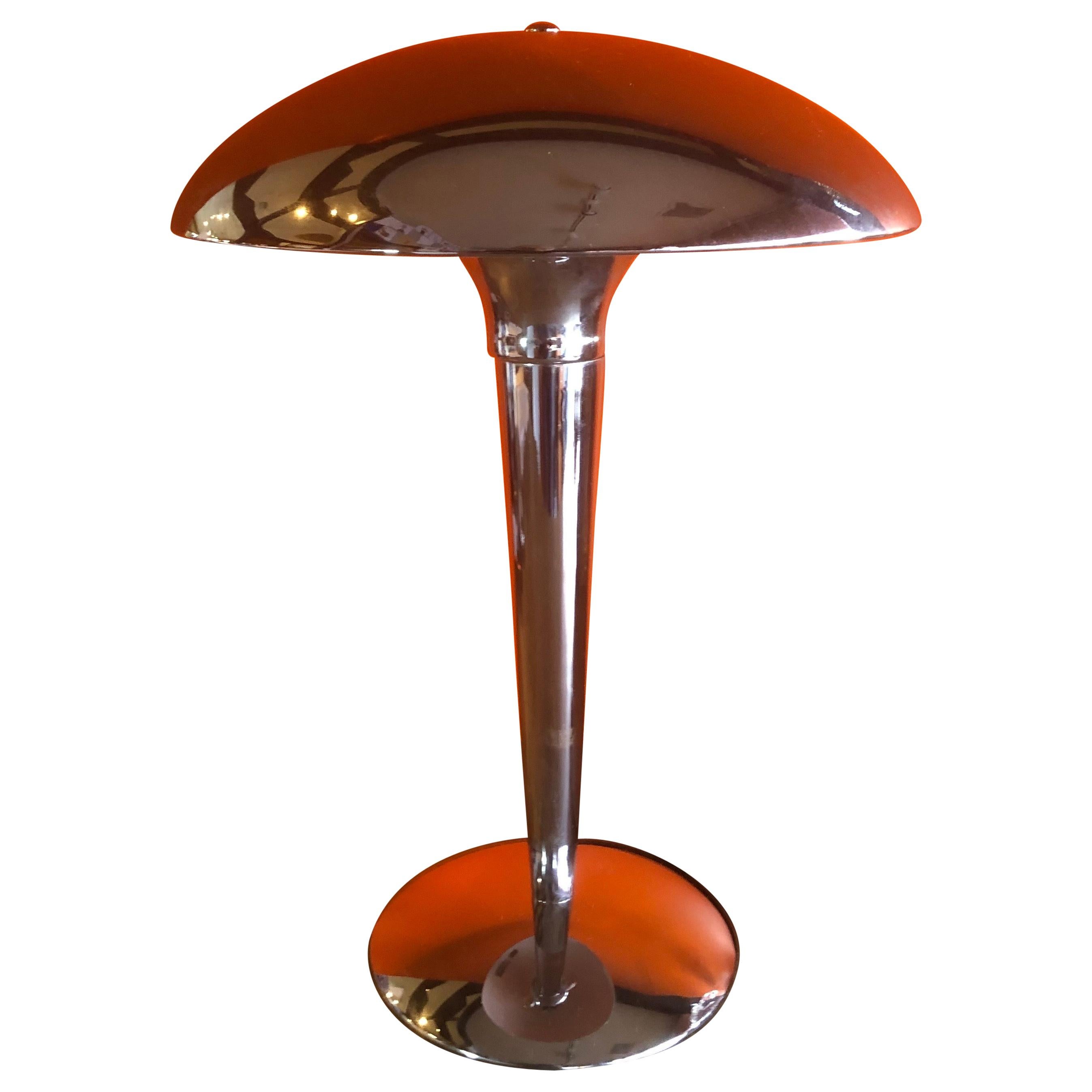 Space Age Chrome Table Lamp with Mushroom Shade