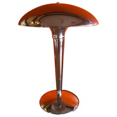 Vintage Space Age Chrome Table Lamp with Mushroom Shade