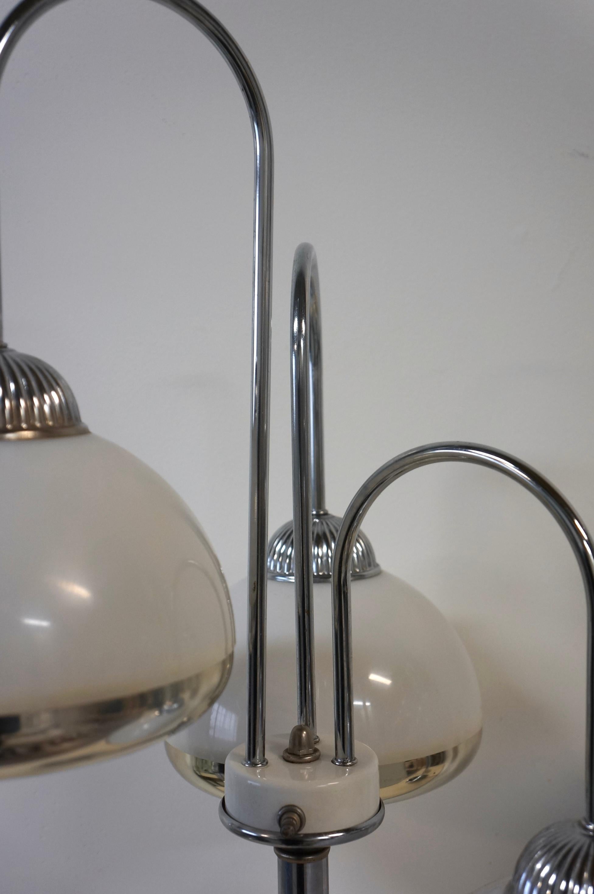 Space Age Chrome Waterfall Three Shade Table Lamp 3