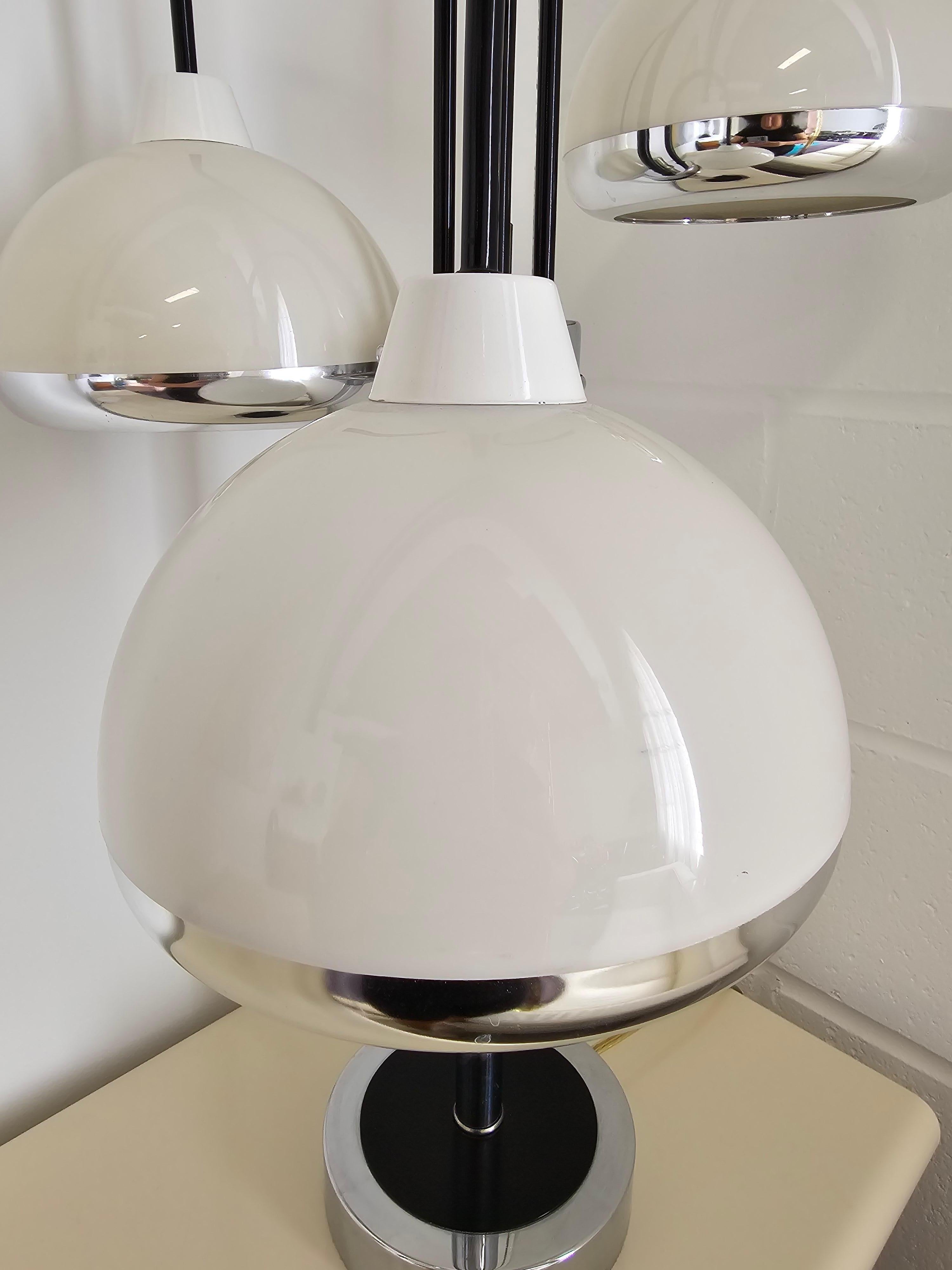 Space Age Chrome Waterfall Three Shade Table Lamp 4